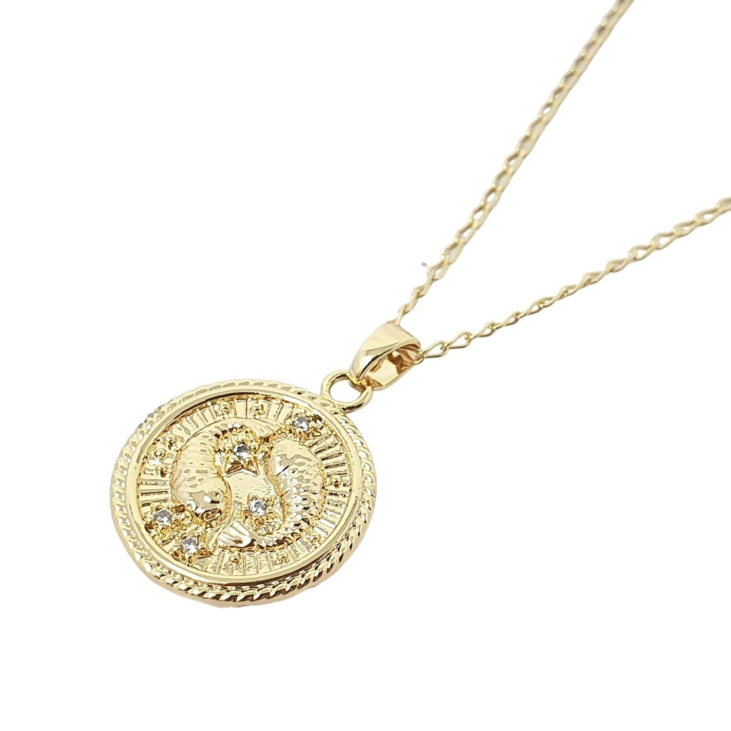 Harfi Gold Pisces Plated Zodiac Astrology Pendant Charm Necklace