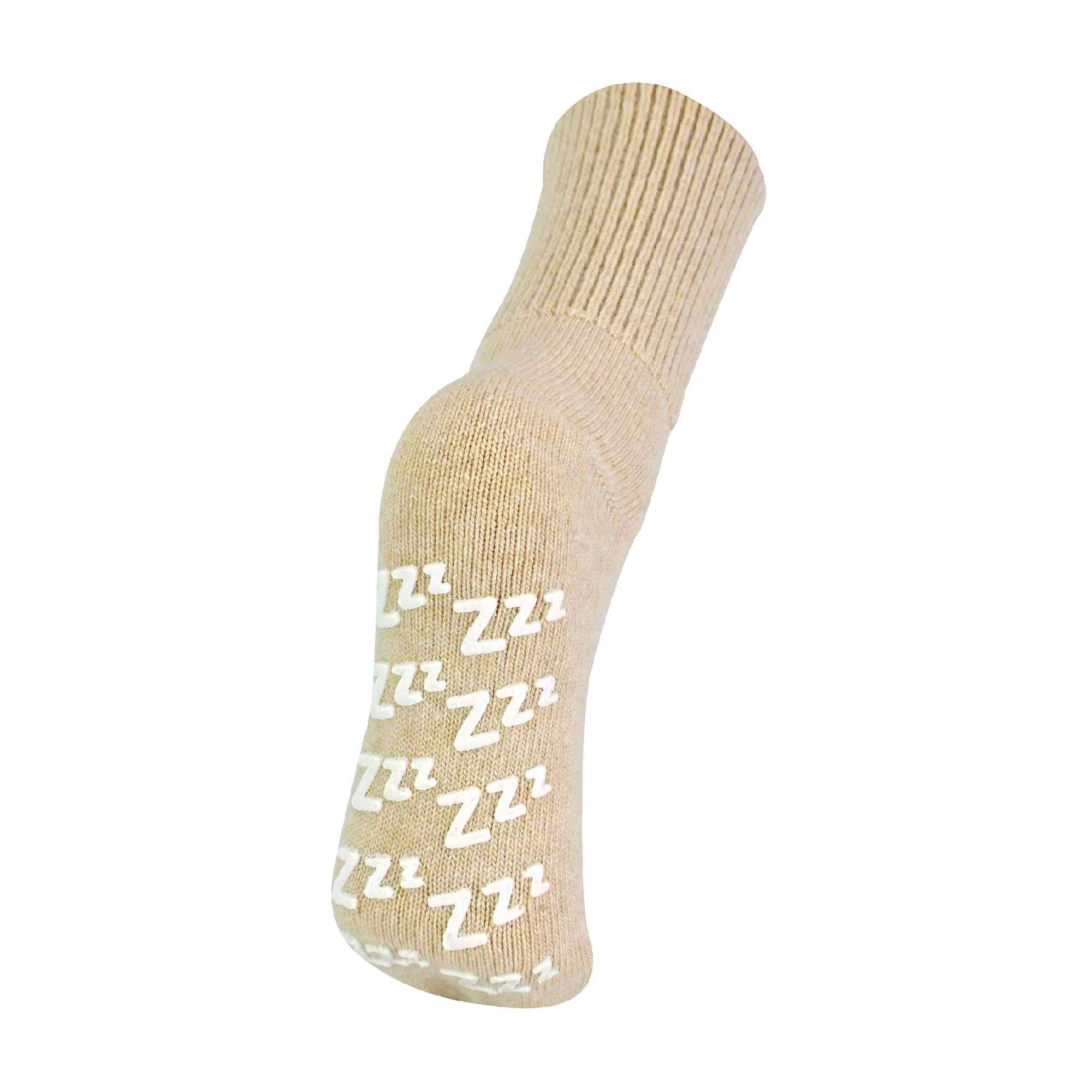 Sock Snob Women's Beige 1 Pack Non Slip Cashmere Wool Slipper Bed Socks With Zzz Grips - Size 4-8 Uk