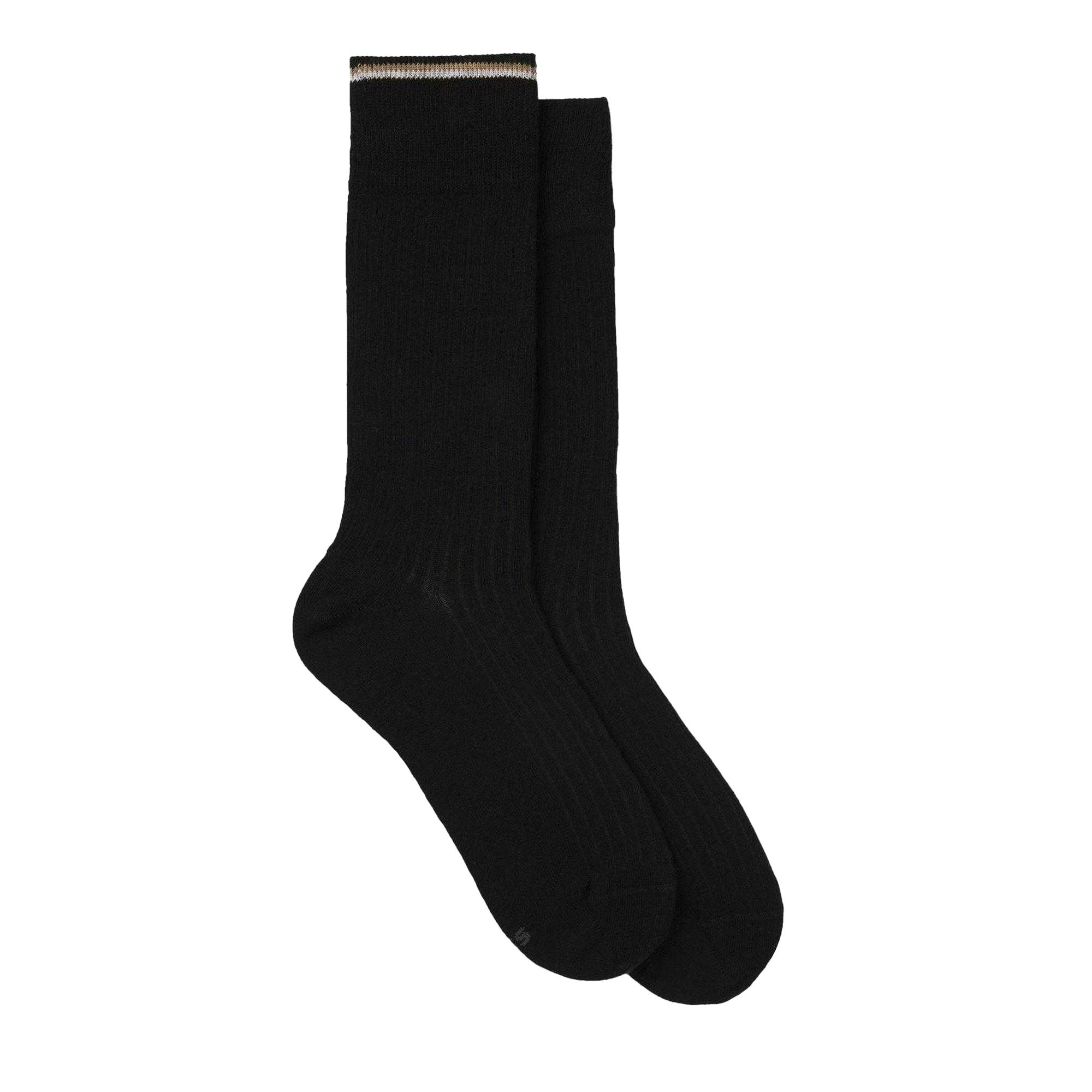 Boss Men's Black Comfort Ribbed Crew Socks (Pack Of 2) - 5.5 Uk-8 Uk - 70% Cotton/28% Polyamide/2% Elastane