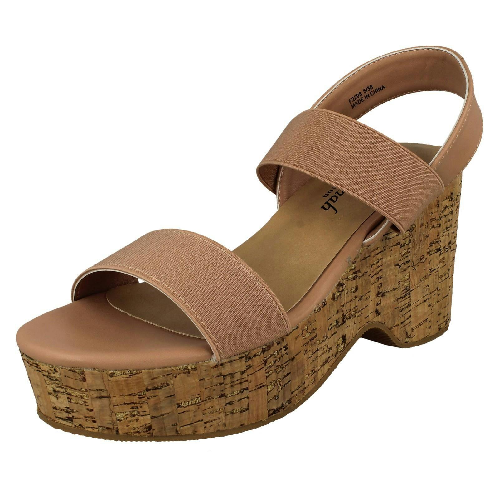 Savannah Women's Light Platform Wedge Sandals F2298 - Nude - Uk 8