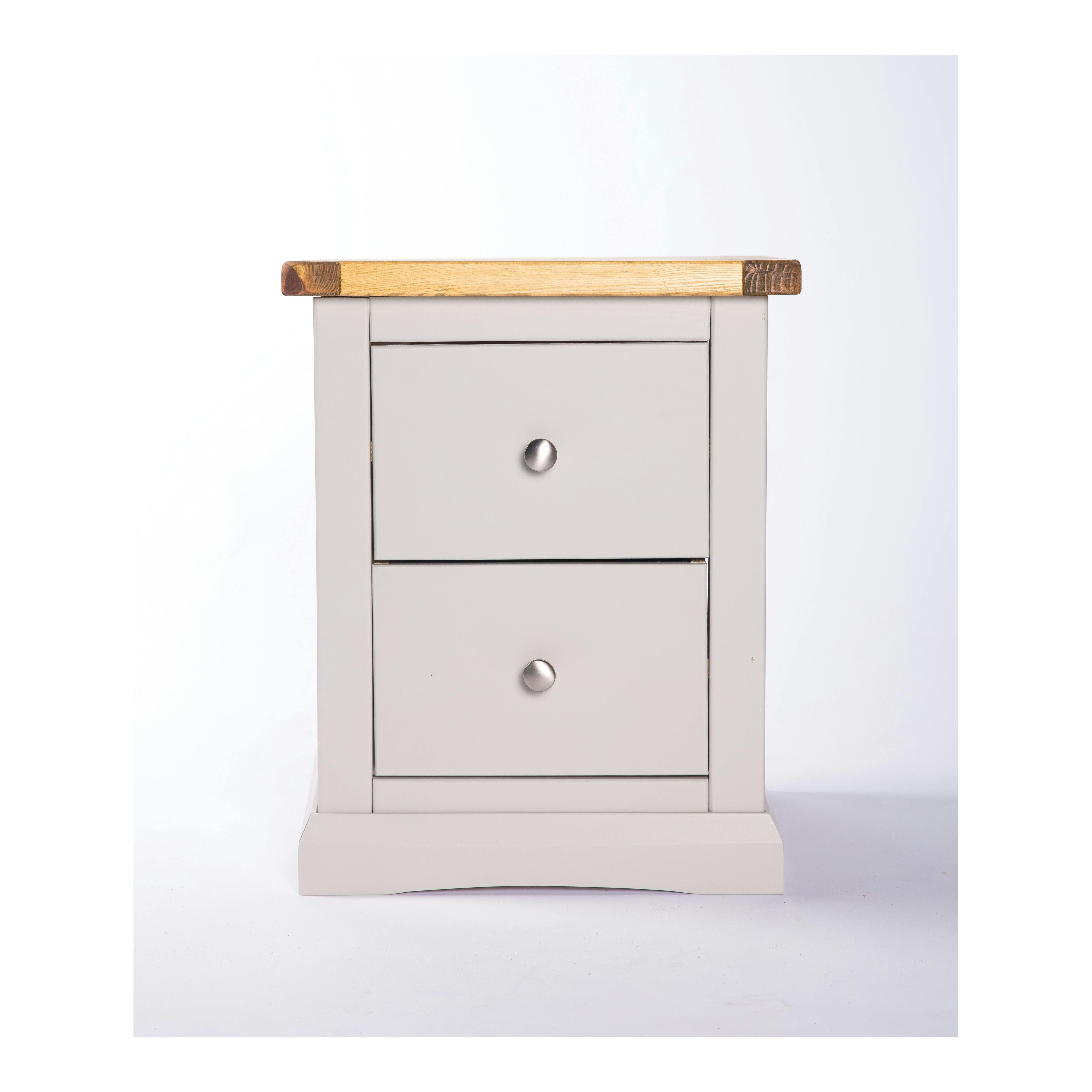 Rackhams Light/Grey Loreo 2 Drawer Bedside Table