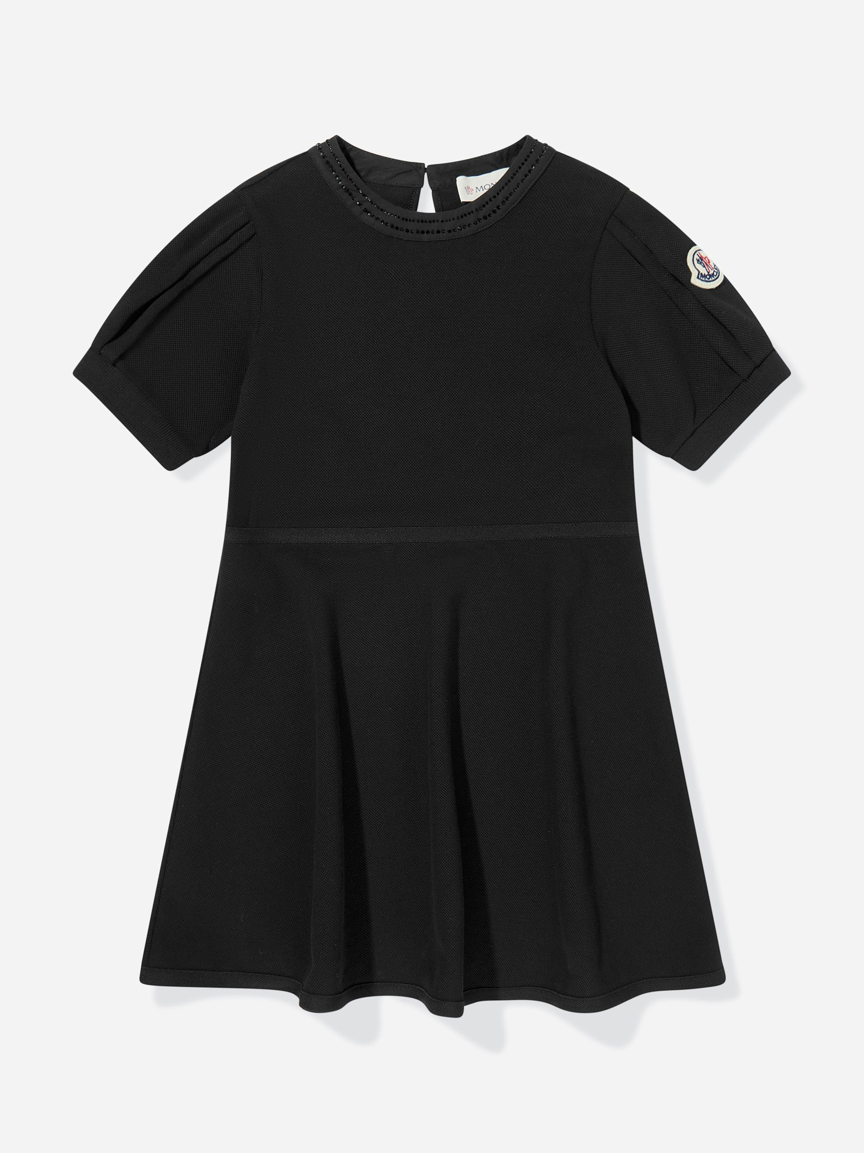 Moncler Enfant Girls Black Cotton Dress In - 12 Yrs