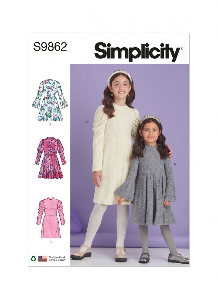 Simplicity Sewing Pattern 9862, Dresses For Kids, Hh (3-4-5-6) - Intermediate - K5 (7-8-10-12-14)