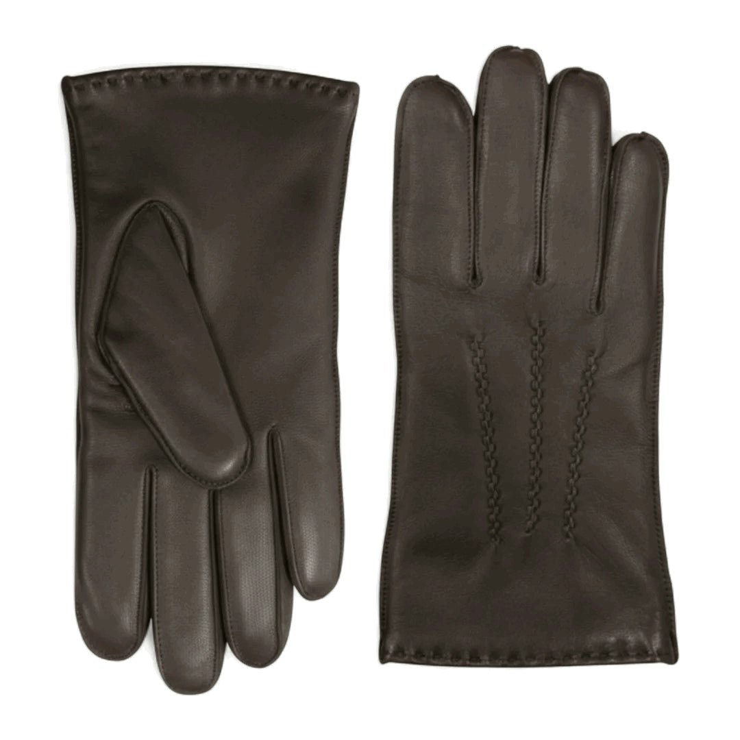 Infinity Leather Men's Brown Leather Wool Lined Gloves - Small