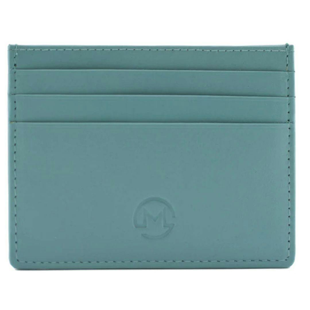 Mala Leather Turquoise Origin Plain Leather Card Holder With Zip Pocket