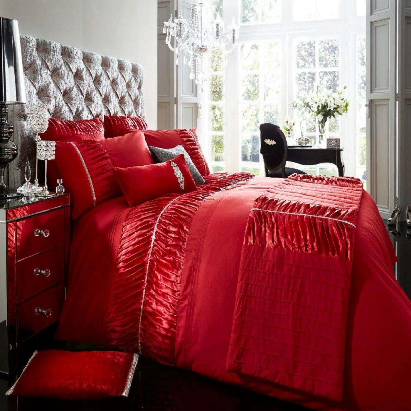 Smart Living Red Alina Duvet Cover And Pillowcase Set - Single (135Cm X 200Cm)