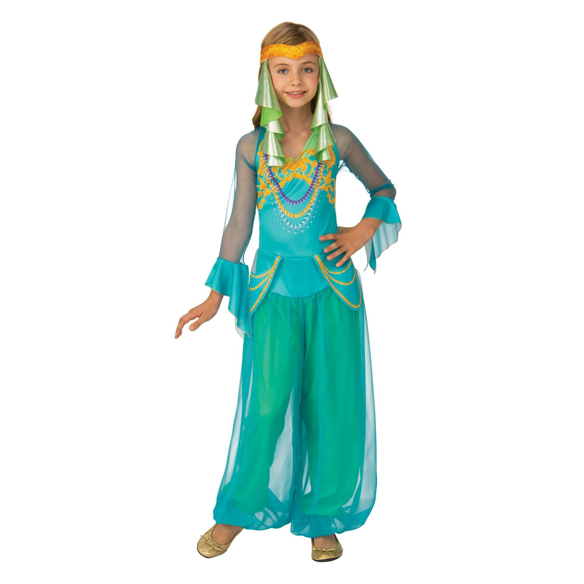 Bristol Novelty Girls Blue/Yellow/Purple Arabian Dancer Costume - 12-14 Years