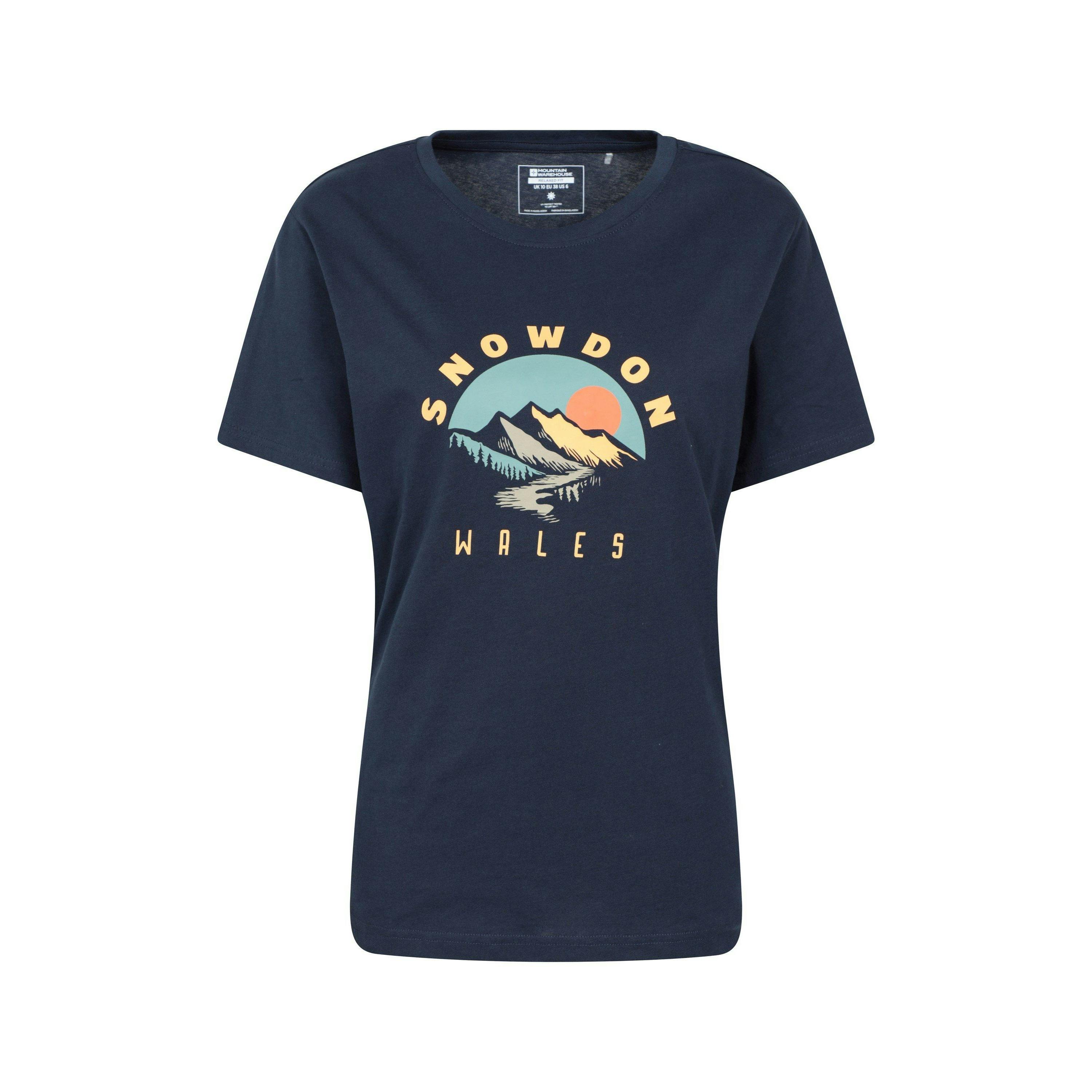 Mountain Warehouse Women's Snowdon Relaxed Fit Short-Sleeved T-Shirt - Navy - 14 Uk - Navy - 100% Cotton