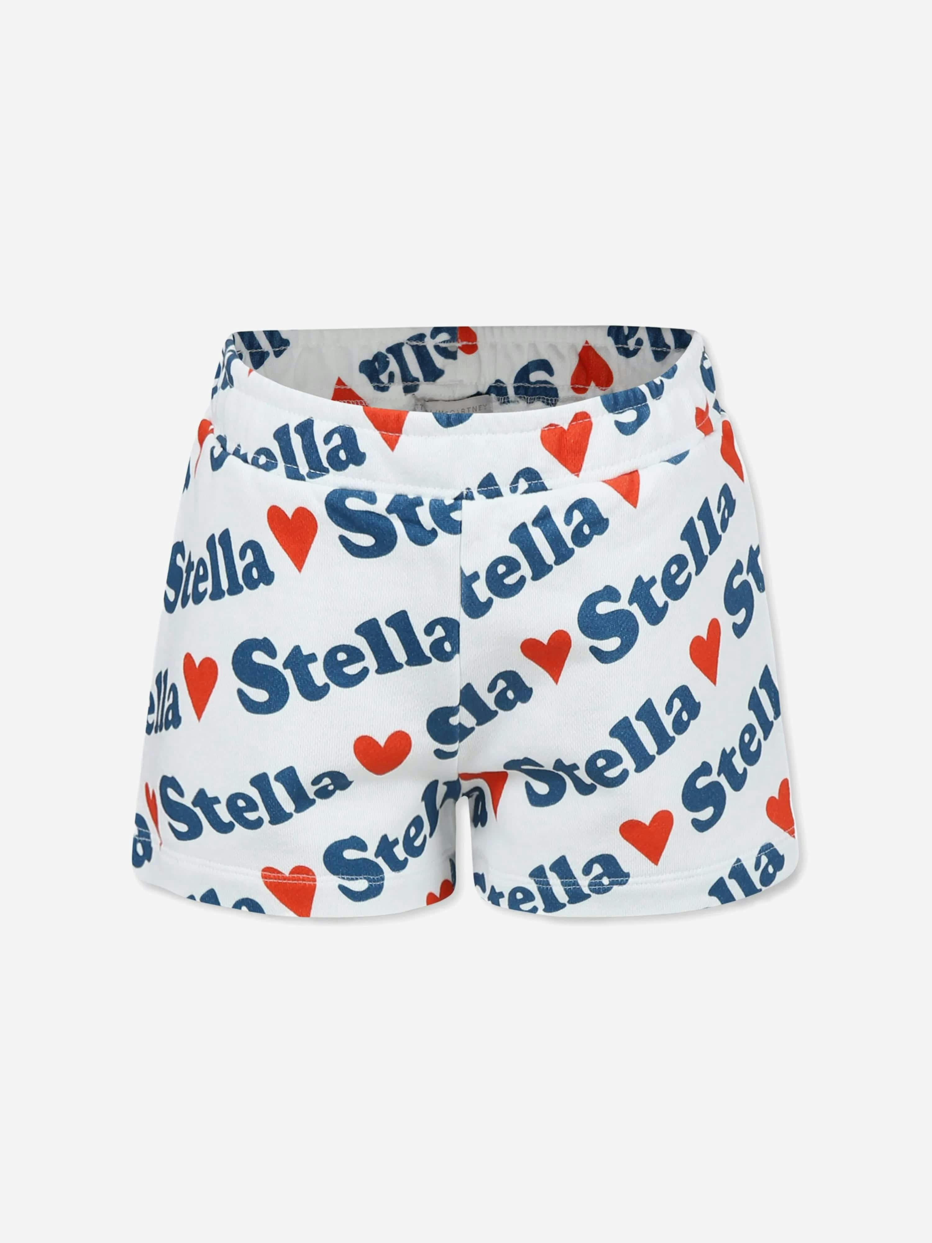 Stella Mccartney Kids Girls Ivory Stella Mccartney Heart Logo Shorts In - 10 Yrs