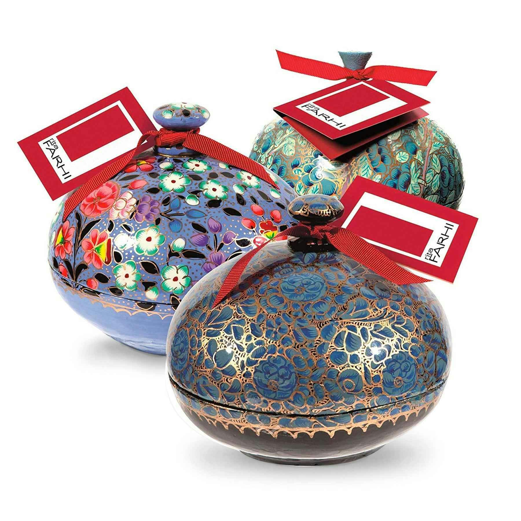 Rita Farhi Dark/Blue Handmade Bonbonnière Filled With Chocolate Coated Crystallised Gingers - Palm Oil Free 130G