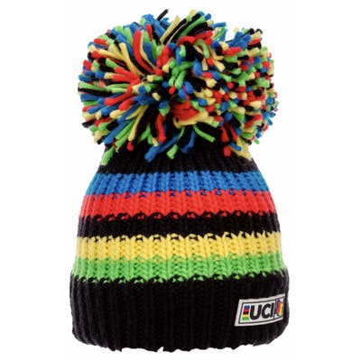Big Bobble Hats Unisex Black Uci Rainbow Stripes