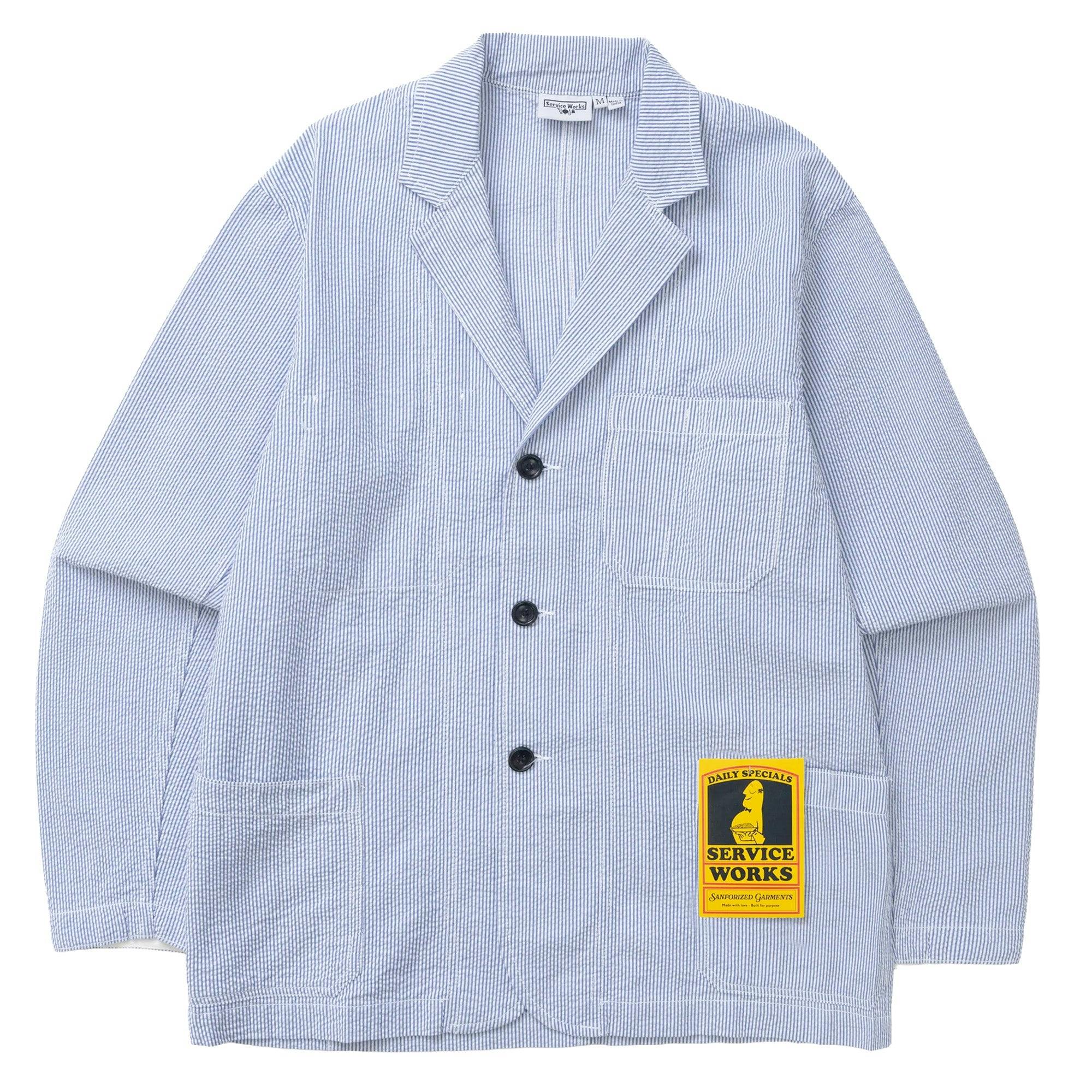 Service Works Seersucker Server Suit Jacket - Navy Stripe - Large
