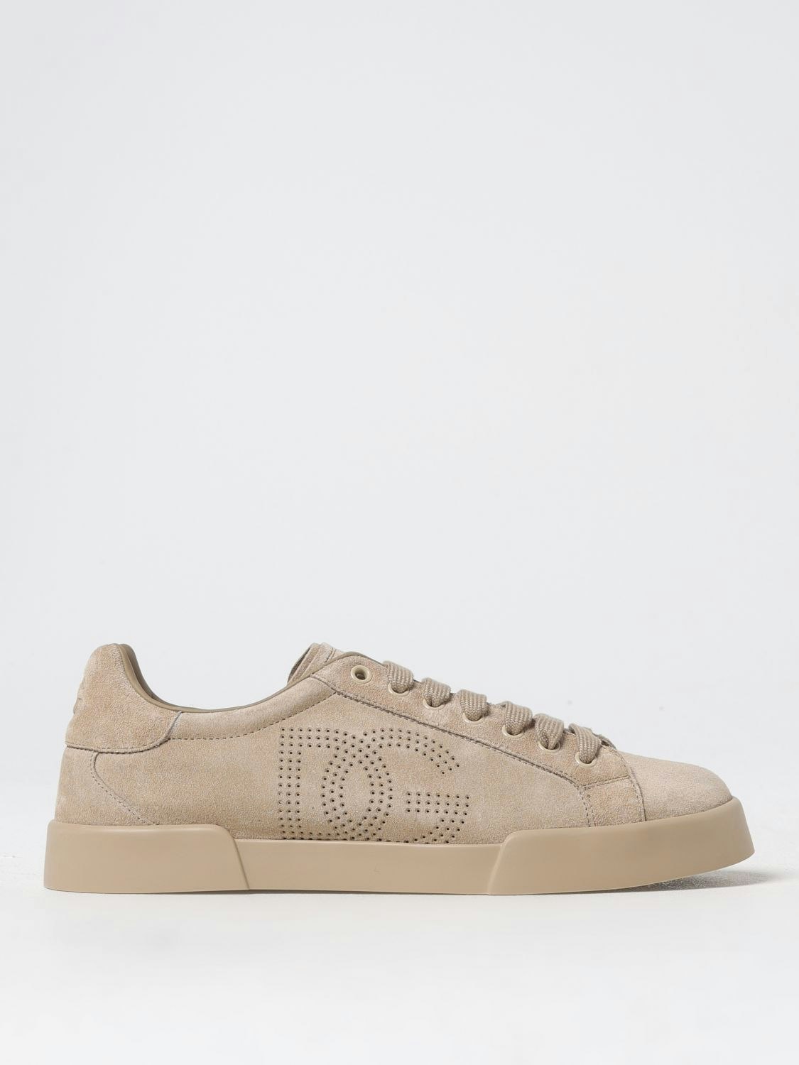 Dolce & Gabbana Men's Portofino Sneakers Perforated Logo - Sand - Size 42 It