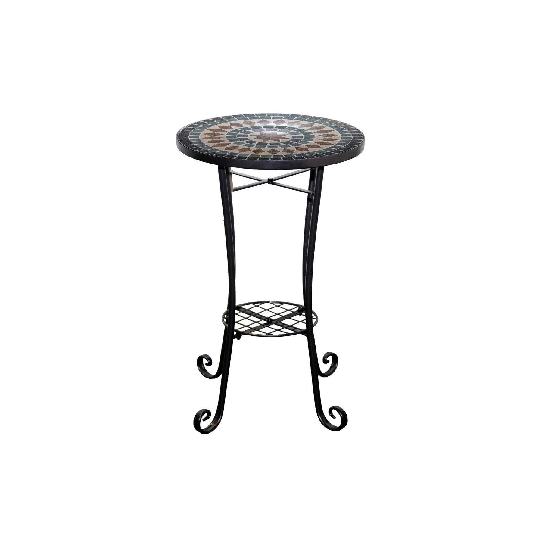 Rackhams Marrakech Mosaic Plant Stand And Side Table Ceramic Tile Top For Indoor And Outdoor Use - 38.5 X 44 X 68