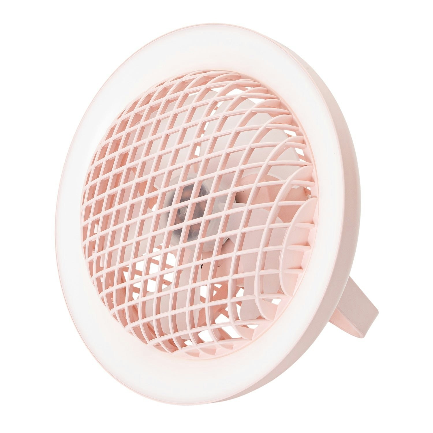 Happy Homewares Pink/Light Soft Rechargeable 3 Speed Desk Fan With Led Dimmable Ring