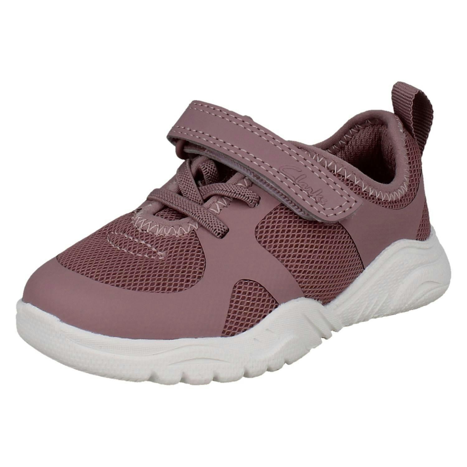 Clarks Unisex Kids Pink Kids Vegan Casual Trainers - Feather Ath - Dusty (Kids) - Uk 11.5 Child - F