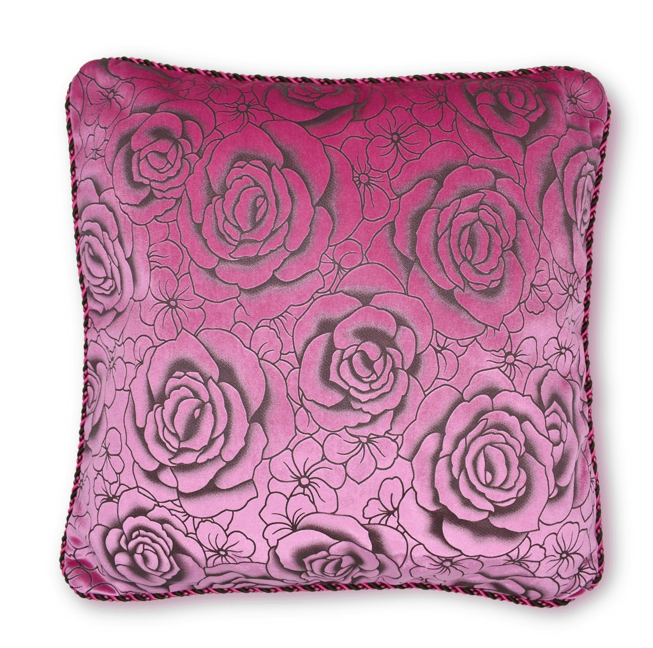 Intimates Pink Flock Rose Cushion - 43Cm X 43Cm