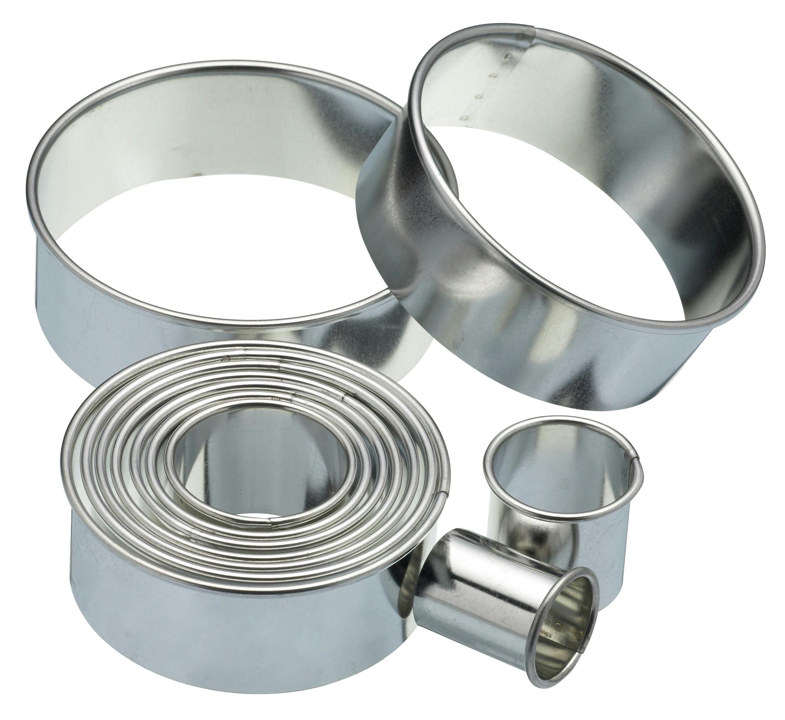 Rackhams Grey Eleven Round Plain Pastry Cutters With Metal Storage Tin - Metal - Cookie Cutter