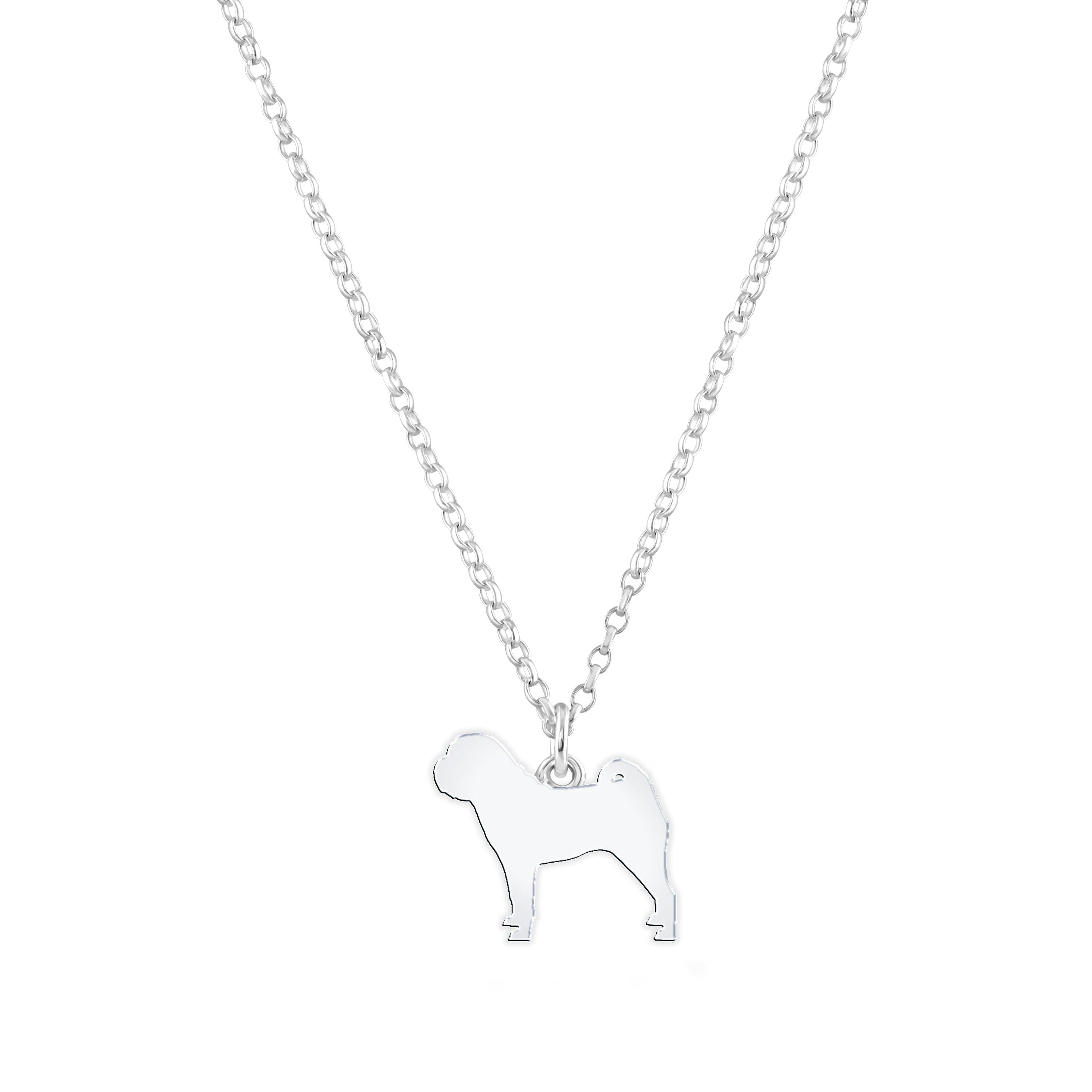 Mylee London Silver Shar Pei Silhouette Necklace - Personalised - No