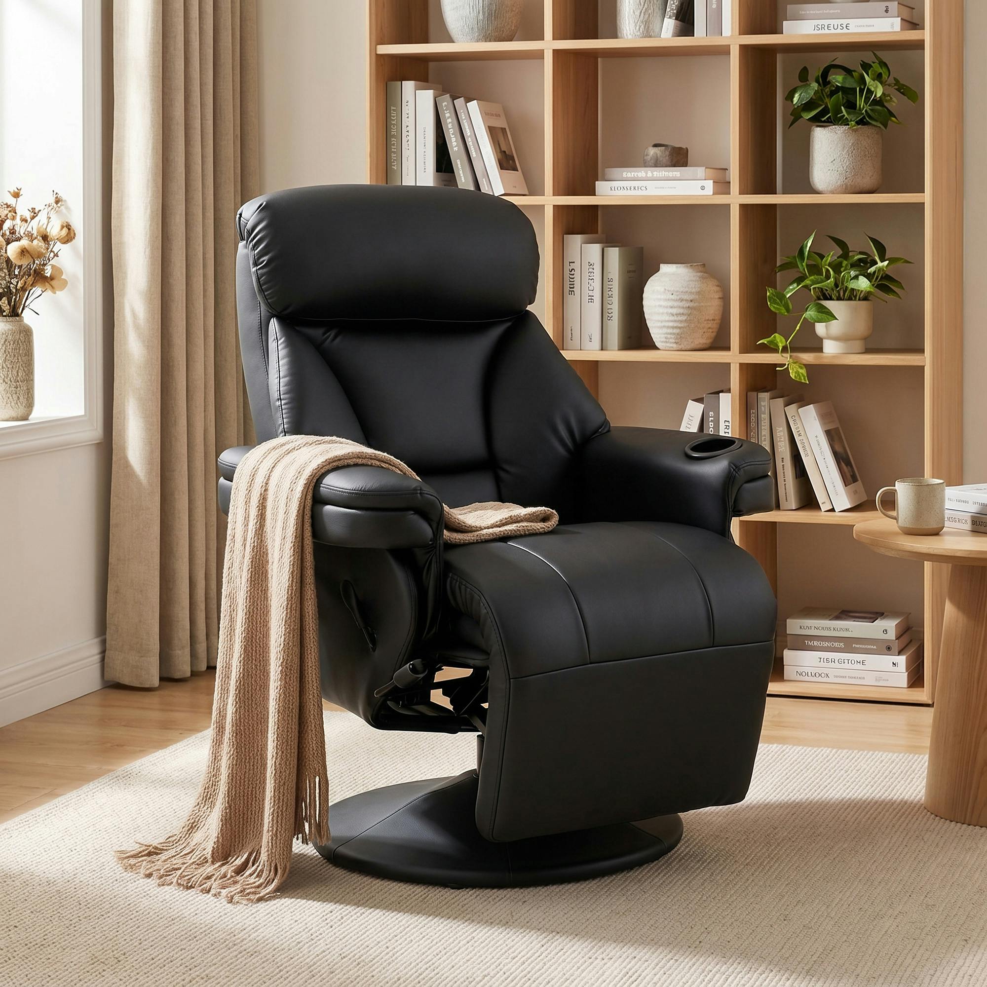Homcom Black Upholstered Reclining Armchair With Adjustable Backrest