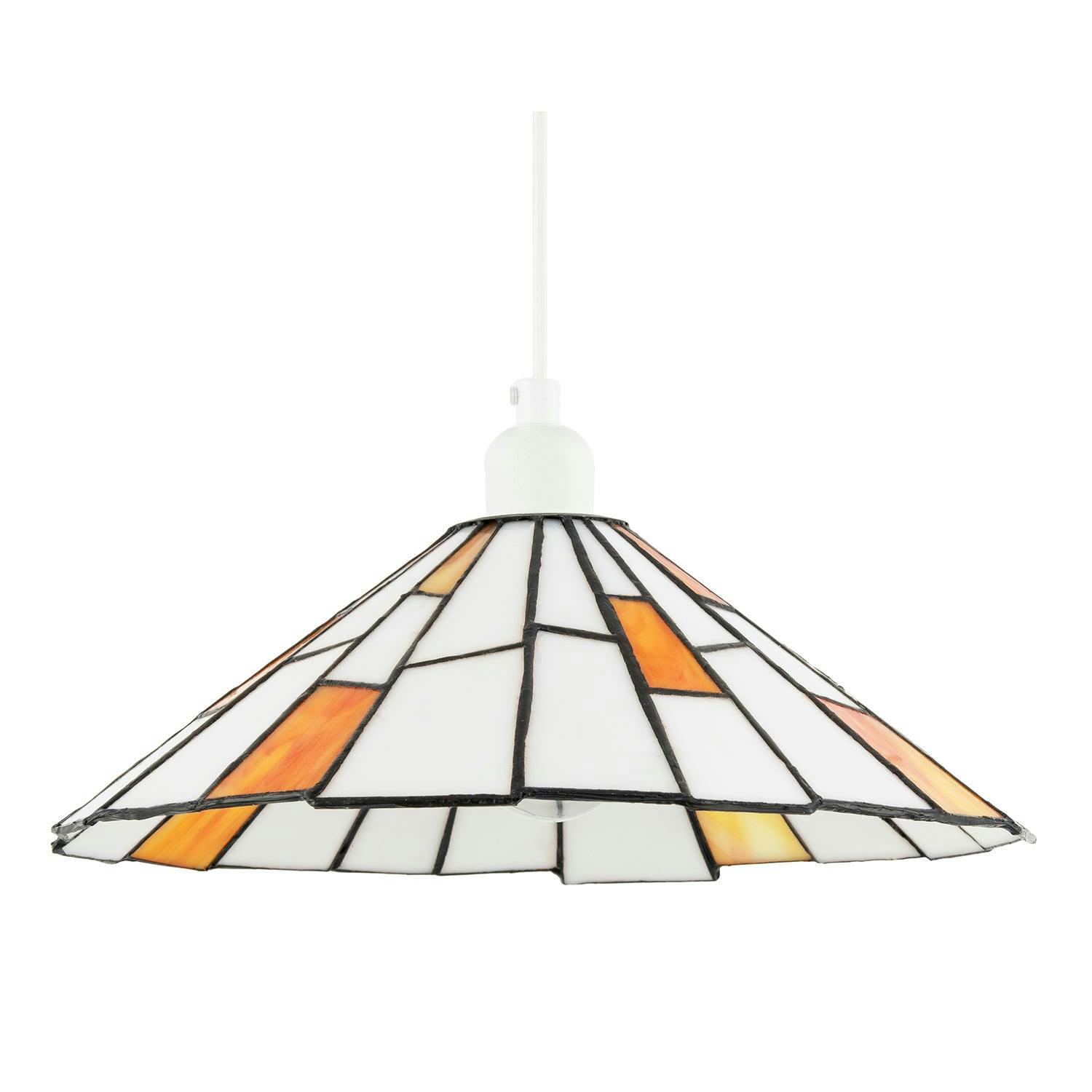 Happy Homewares White/Light/Orange Contemporary Tiffany Pendant Shade With Accents