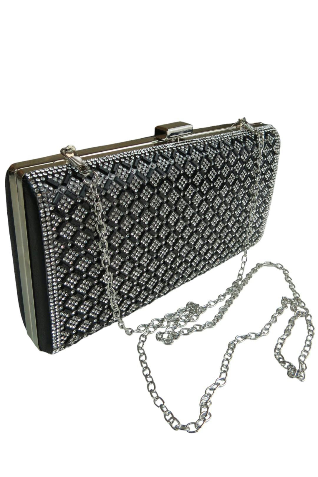 Paulo Due Black Diamanté Sparkle Clutch Bag