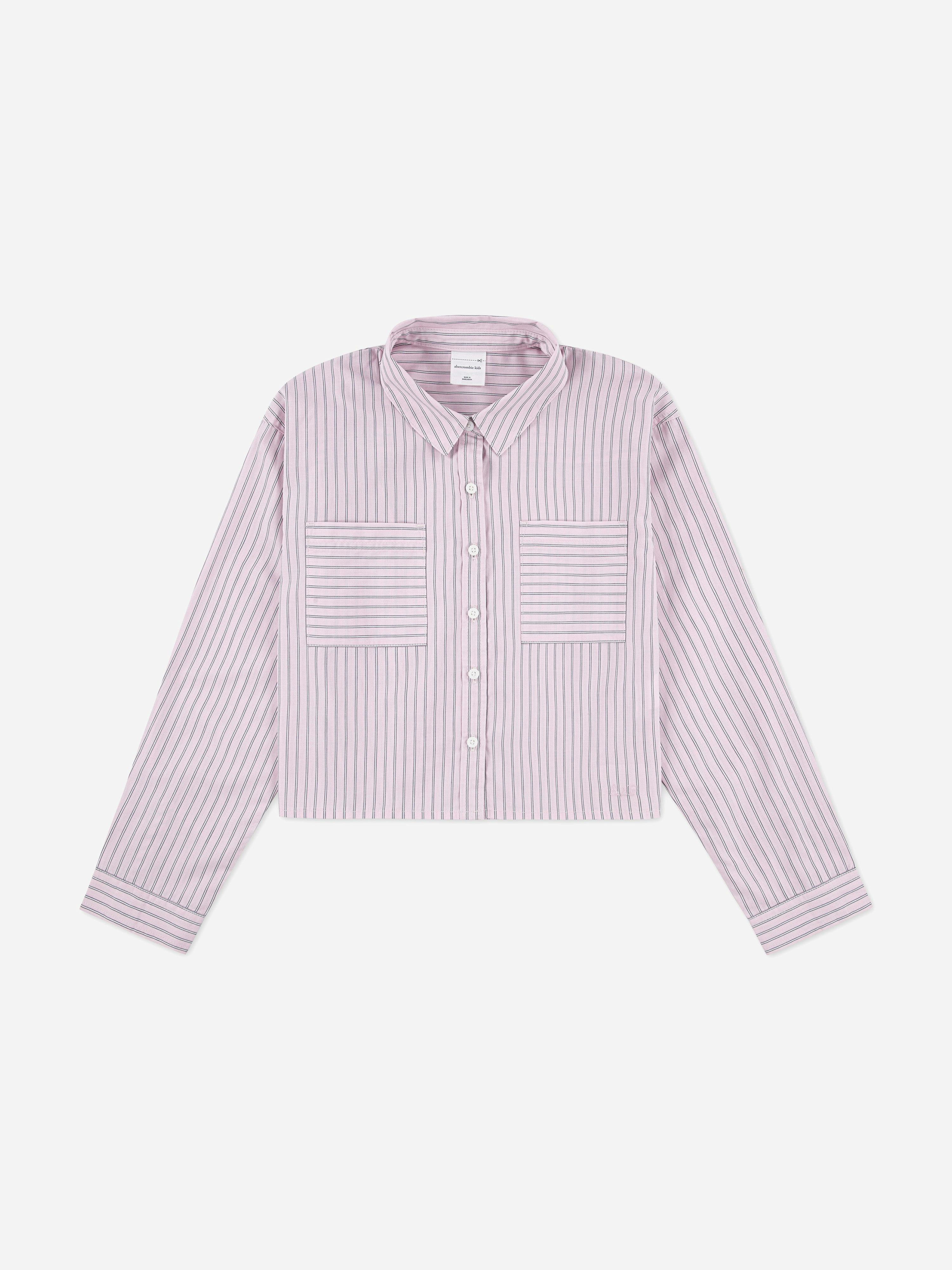 Abercrombie & Fitch Girls Pink Button Front Boxy Shirt In - 5 - 6 Years