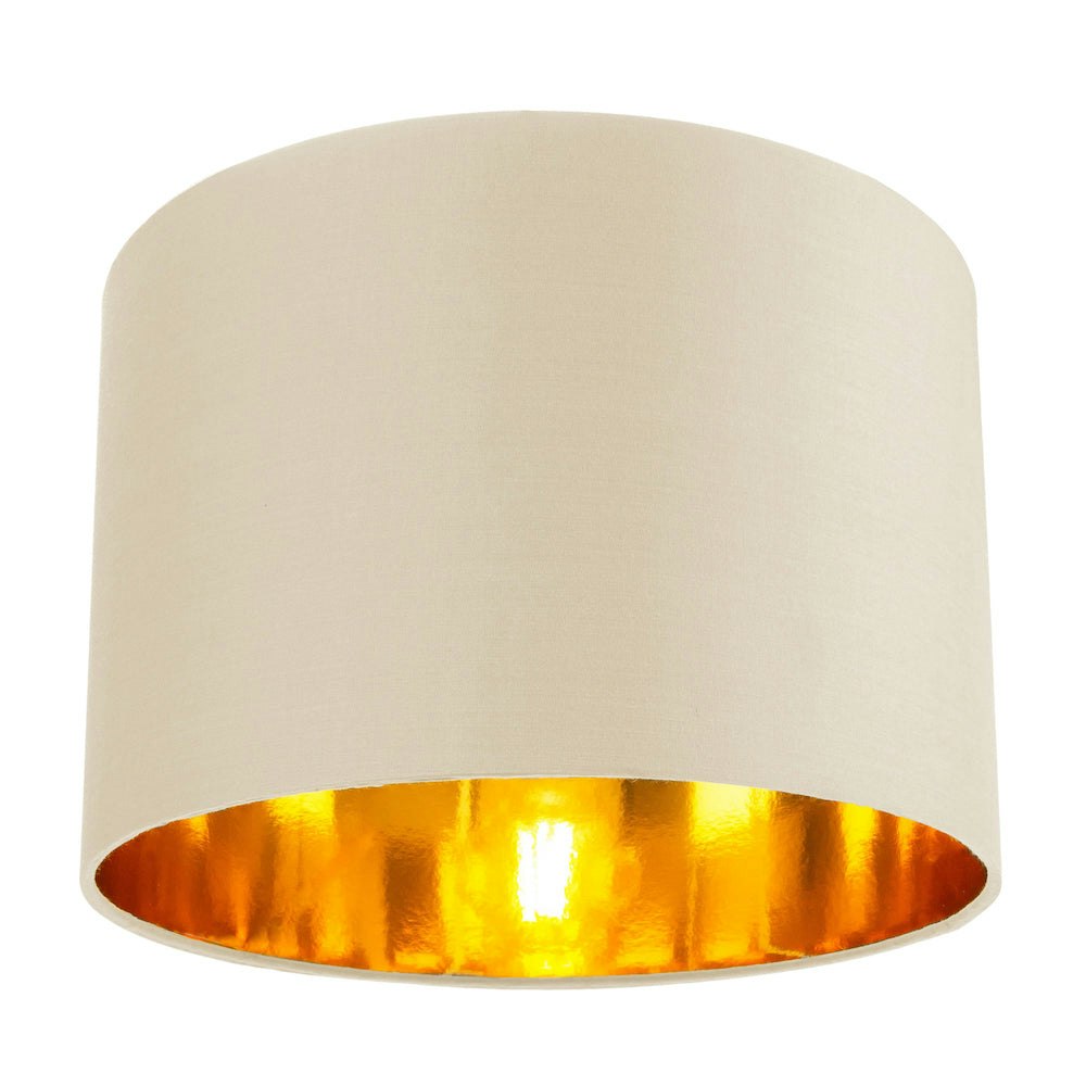 Happy Homewares Cream Contemporary Cotton 10" Table/Pendant Lamp Shade With Shiny Copper Inner