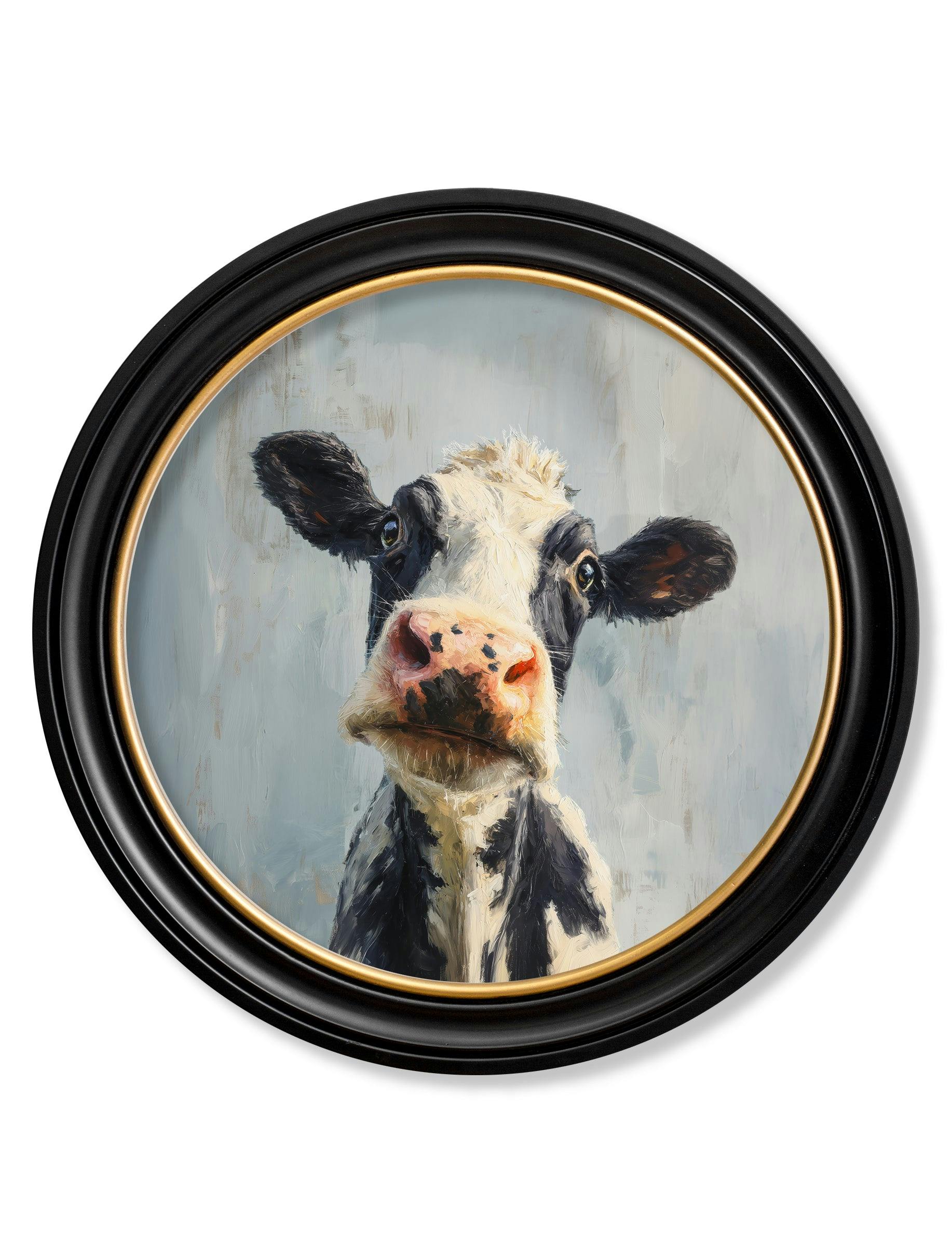 Exceptional Art Blue/Light/Black The Curious Cow - Oxford Round Frame - The Curious Cow - 96 X 96Cm