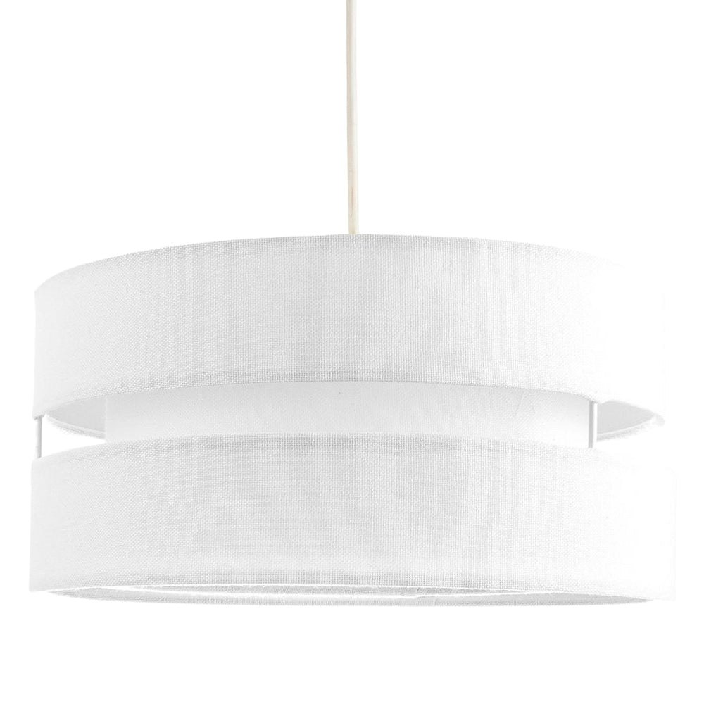 Rackhams White Contemporary 14" Linen Fabric Triple Tier Ceiling Pendant Lamp Shade
