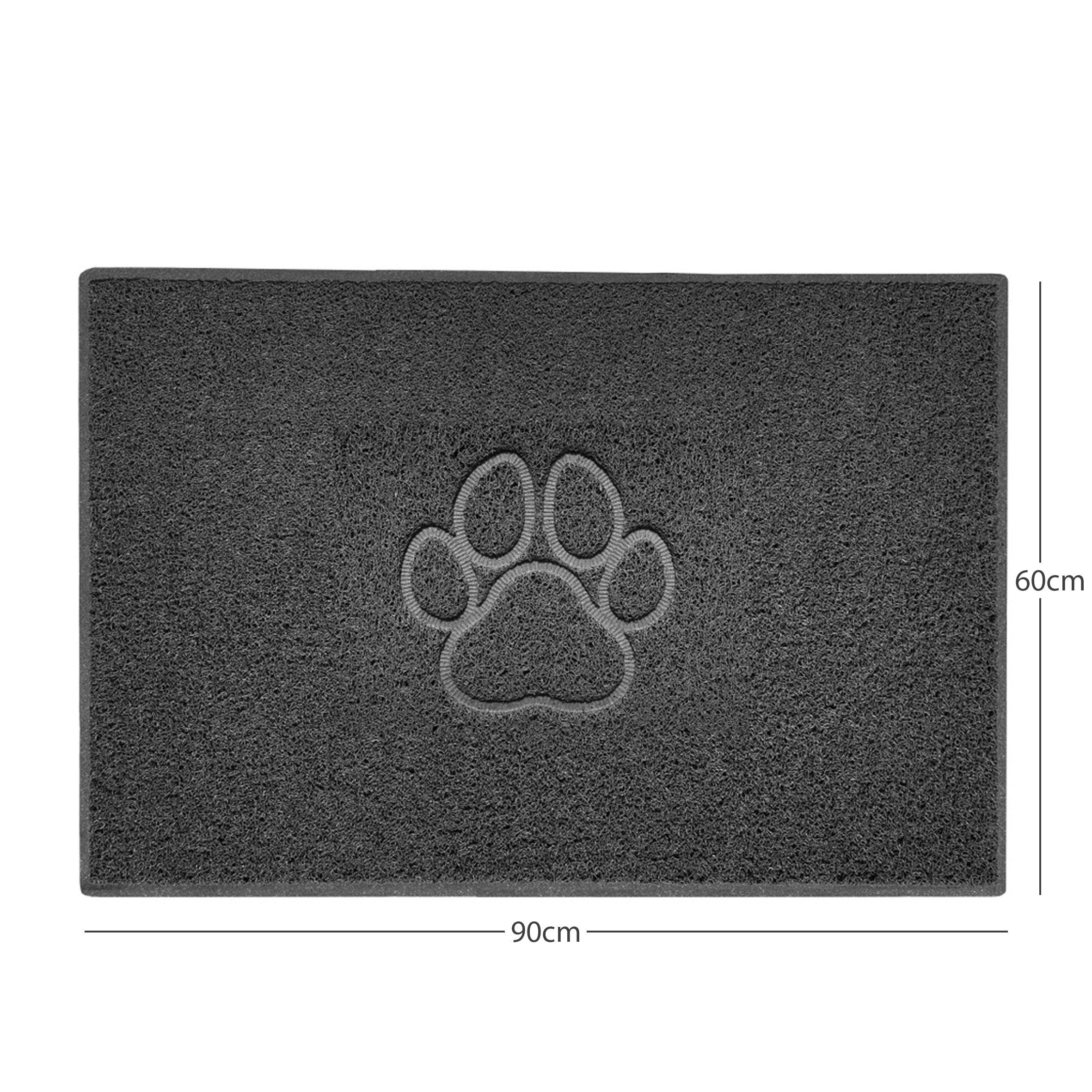 Rackhams Dark/Grey "Paw Print" Embossed Loofah Textured Spaghetti Door Mat - 90Cm X 60Cm - Yes (Suitable For Indoors)