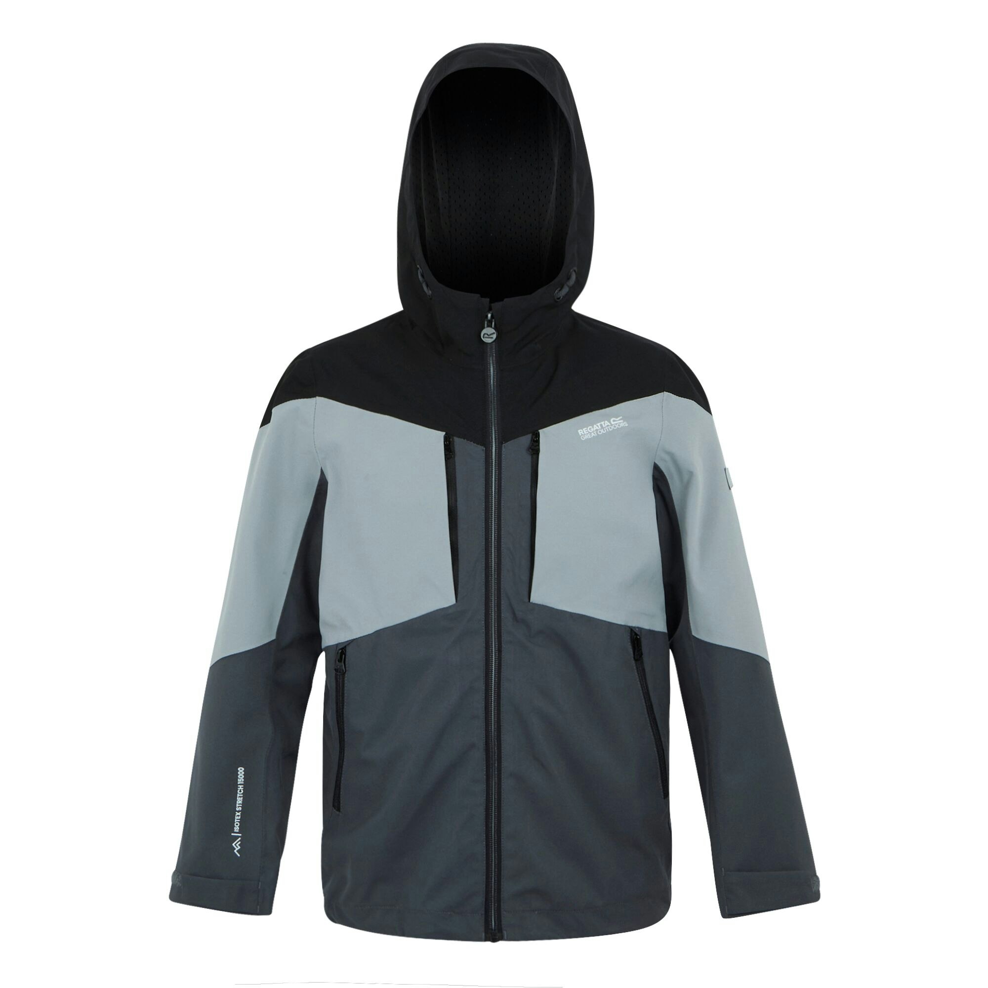 Regatta Boys Grey/Black Kids Highton Vi Waterproof Jacket - Seal /Cloudy - 11-12 Years - Seal /Cloudy