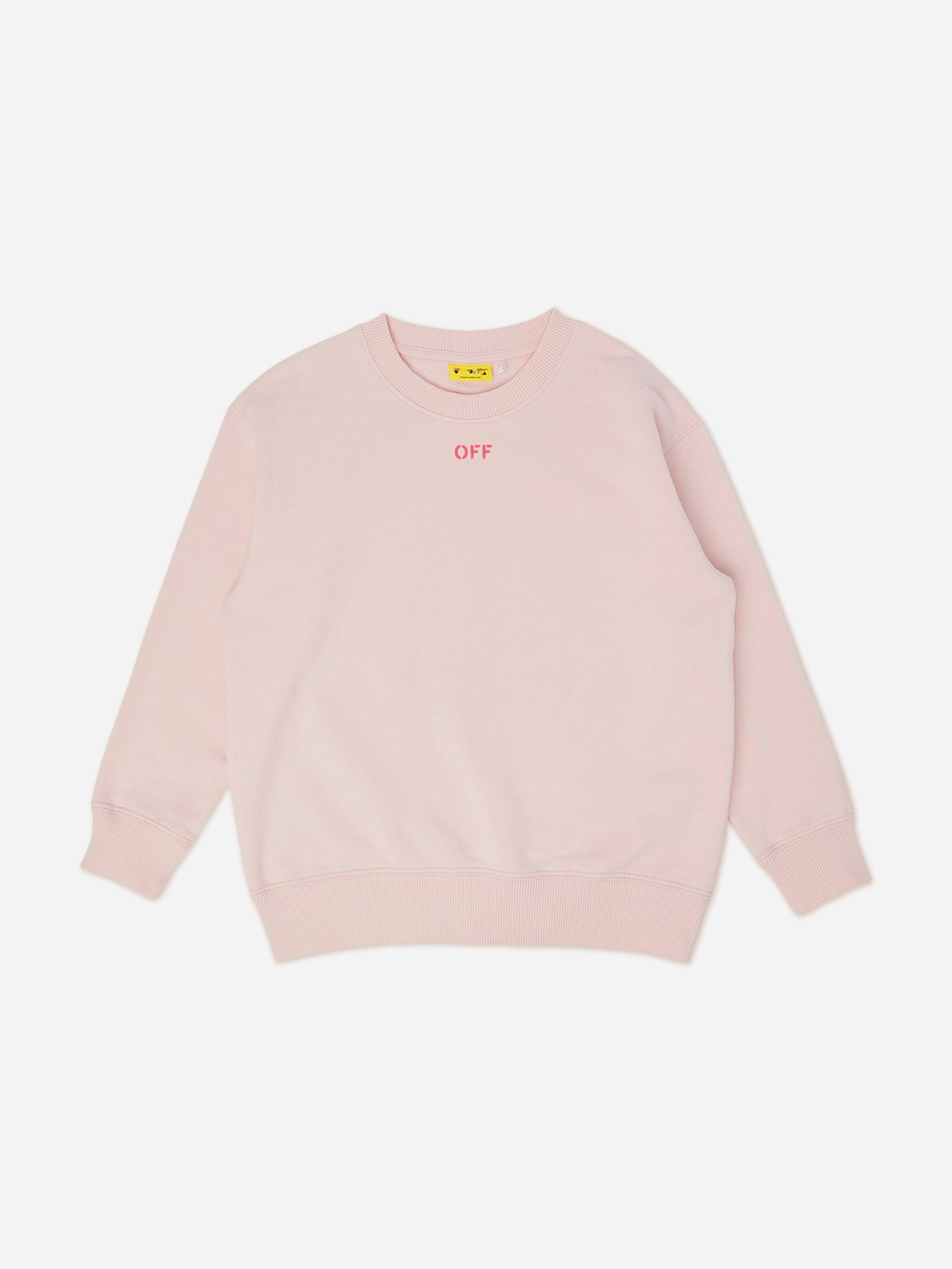 Off-White Girls White/Pink Off- Off Diag Crewneck Sweatshirt In - 6 Yrs
