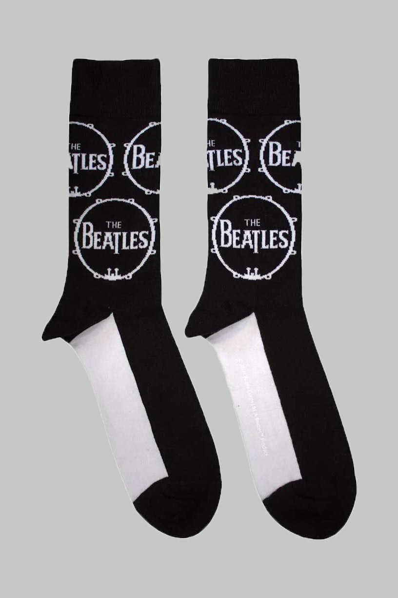 Paradiso Clothing Unisex Black The Beatles Drum Logo Repeat Ankle Socks