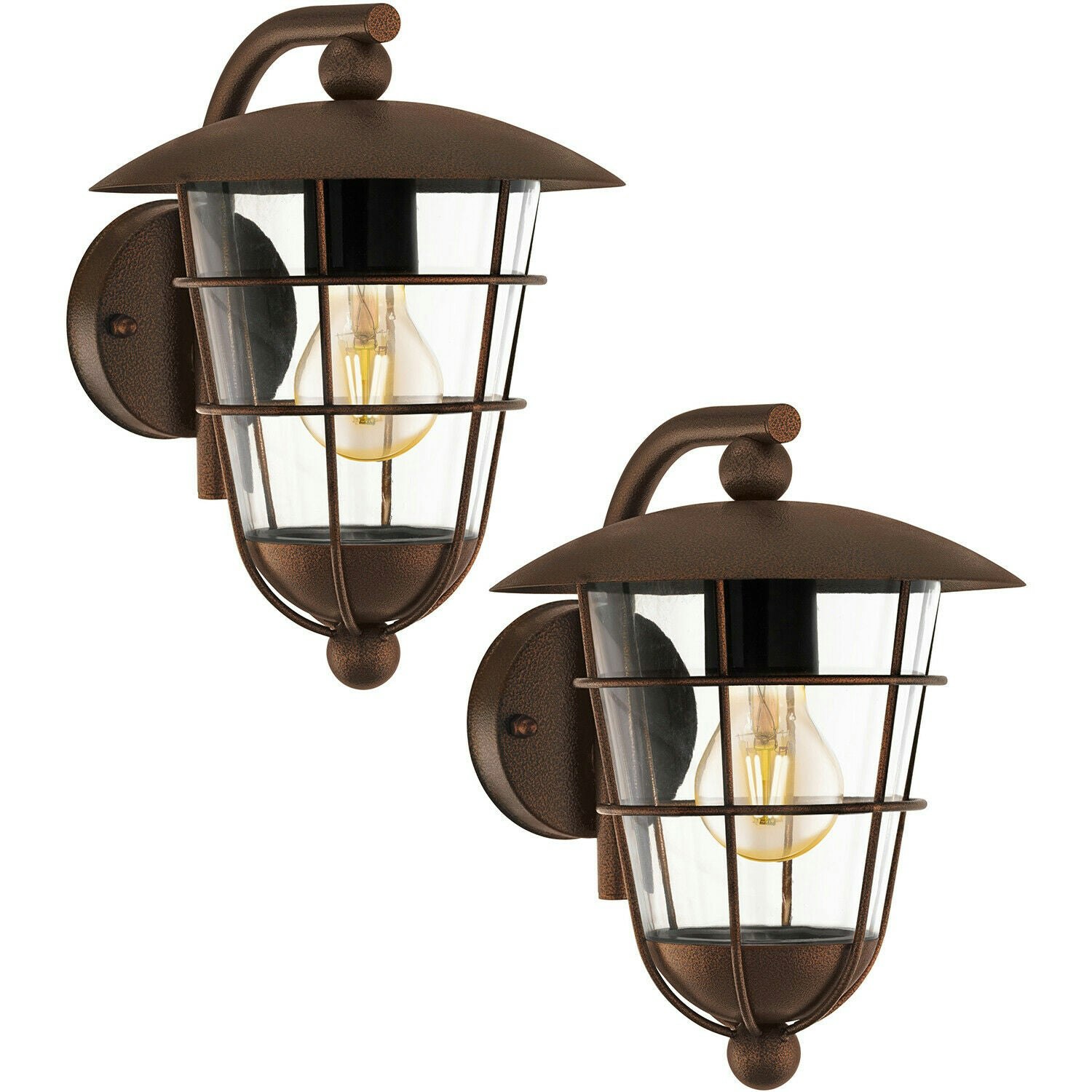 Rackhams Light/Brown Pack Ip44 Outdoor Wall Fisherman Lantern 1X 60W E27 Porch Lamp Size 2