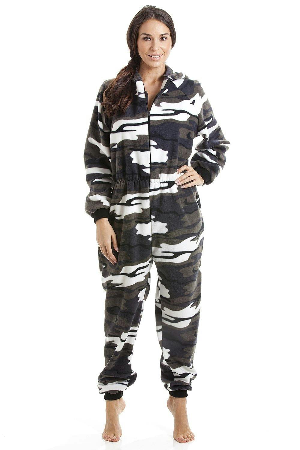 Camille Women's Super Soft Fleece Onesies - 18-20 - Snow Camo