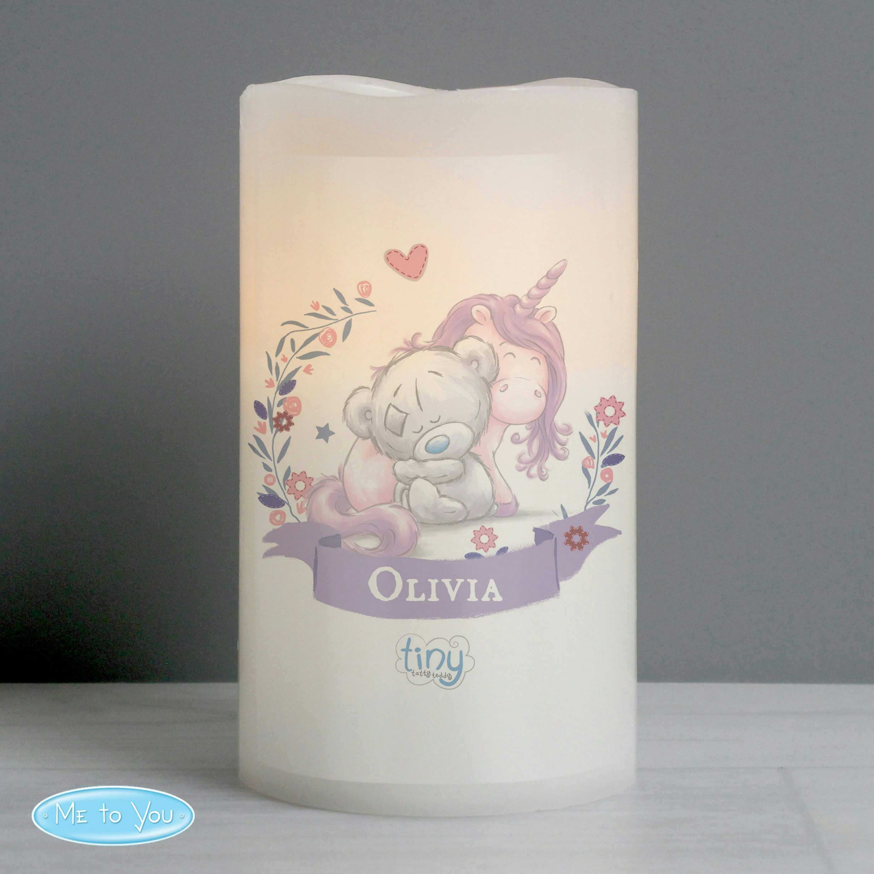 Rackhams Personalised Tiny Tatty Teddy Unicorn Nightlight Led Candle