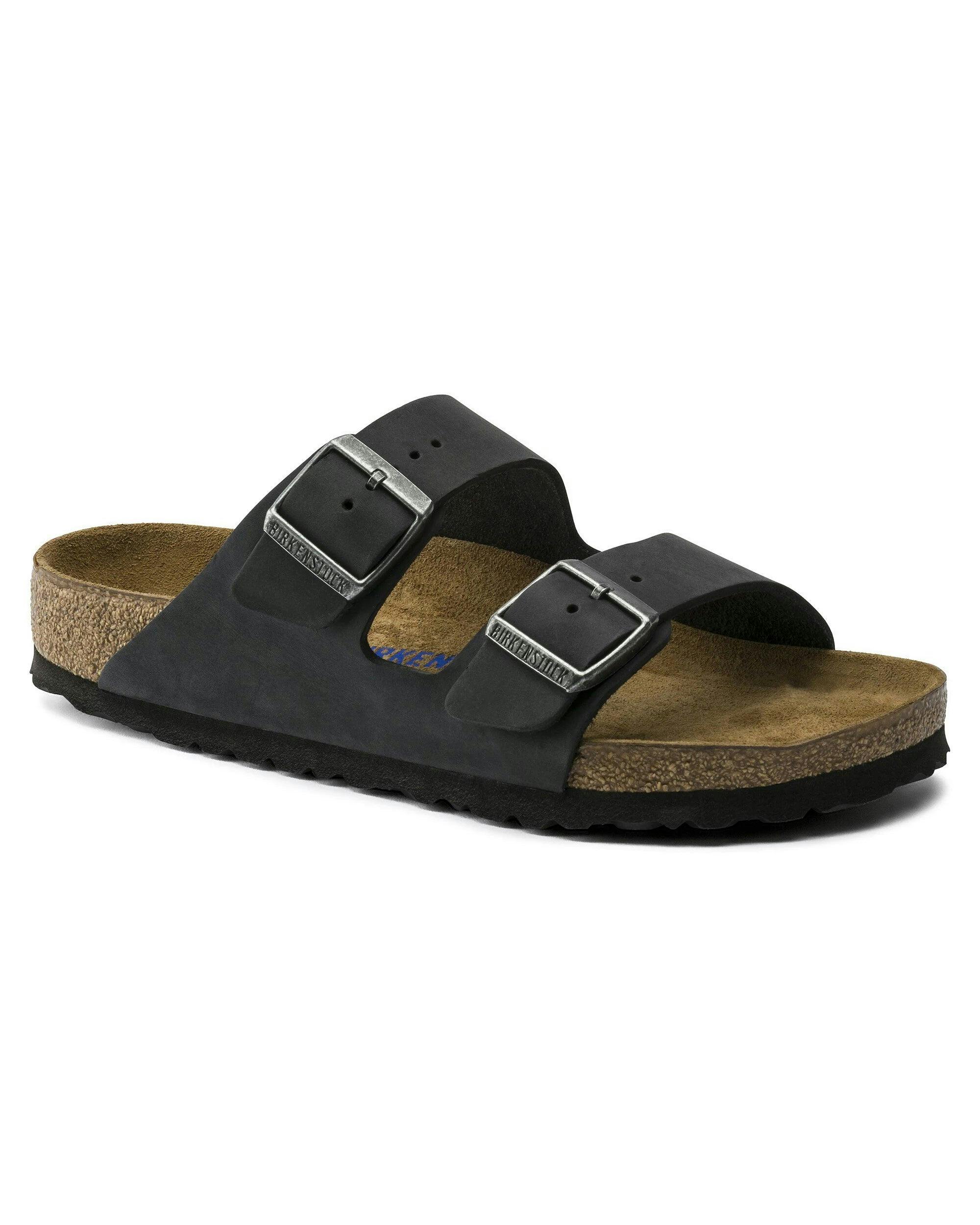 Birkenstock Men's Black Arizona Soft Footbed Oiled Leather Sandals - Uk7.5 Eu41 Regular