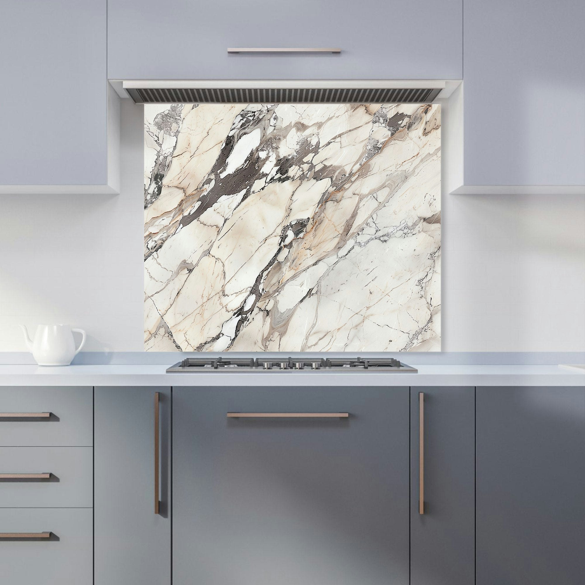 Warren Reed White - Designer Off Marble Effect Kitchen Splashback - W900mm X H750mm