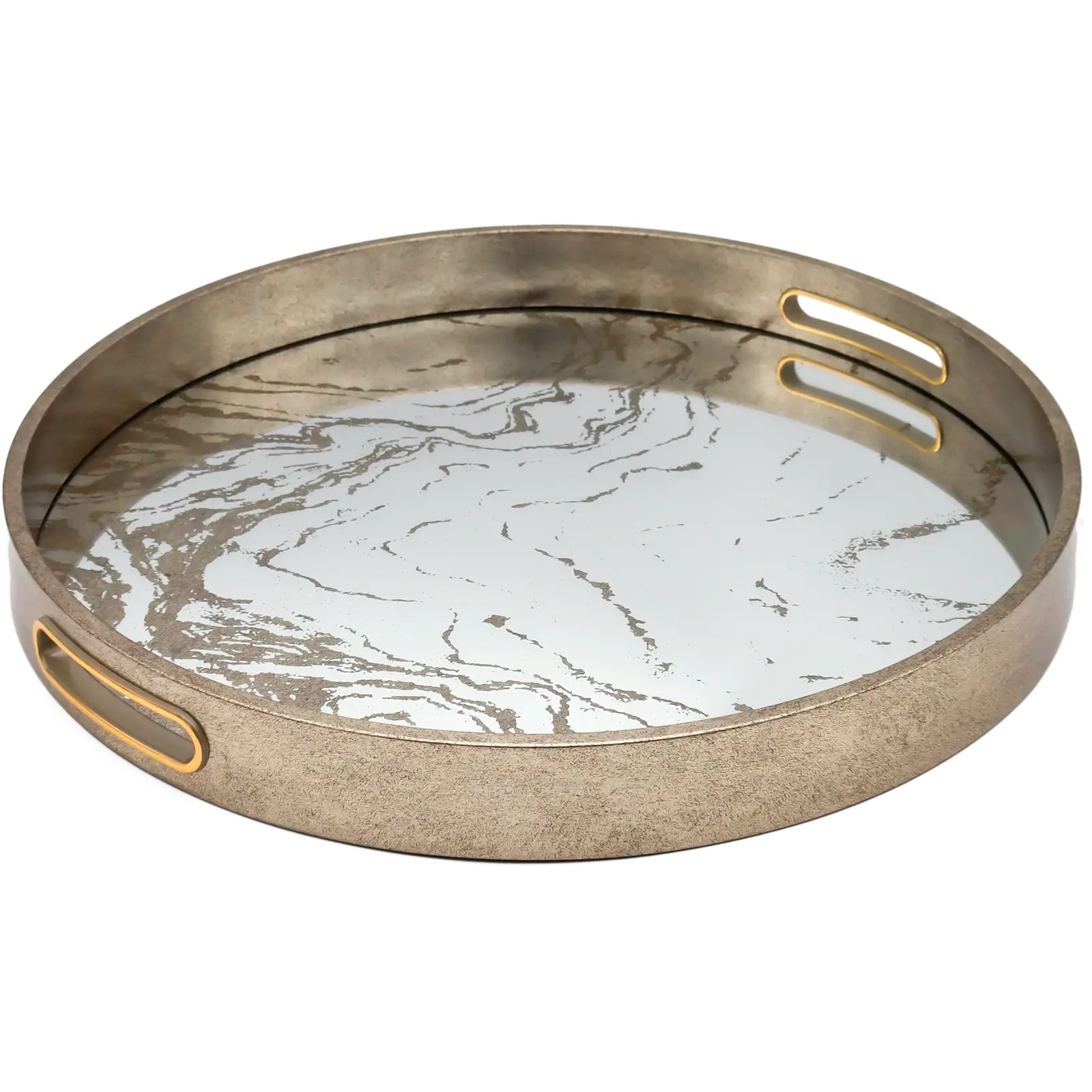 Rackhams Round Marbling Decorative Coffee Table Tray