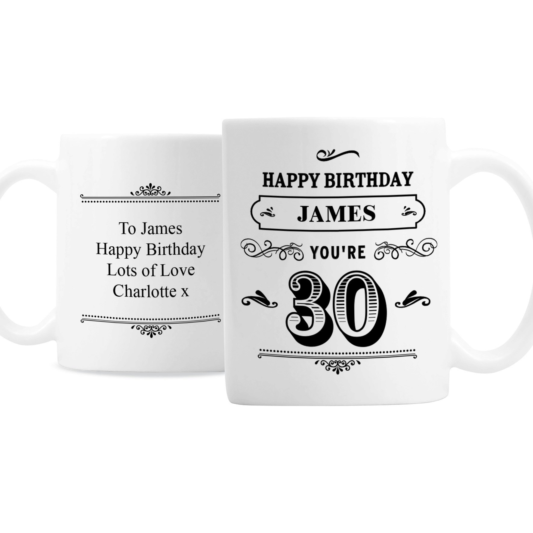 Rackhams Personalised Birthday Vintage Typography Mug