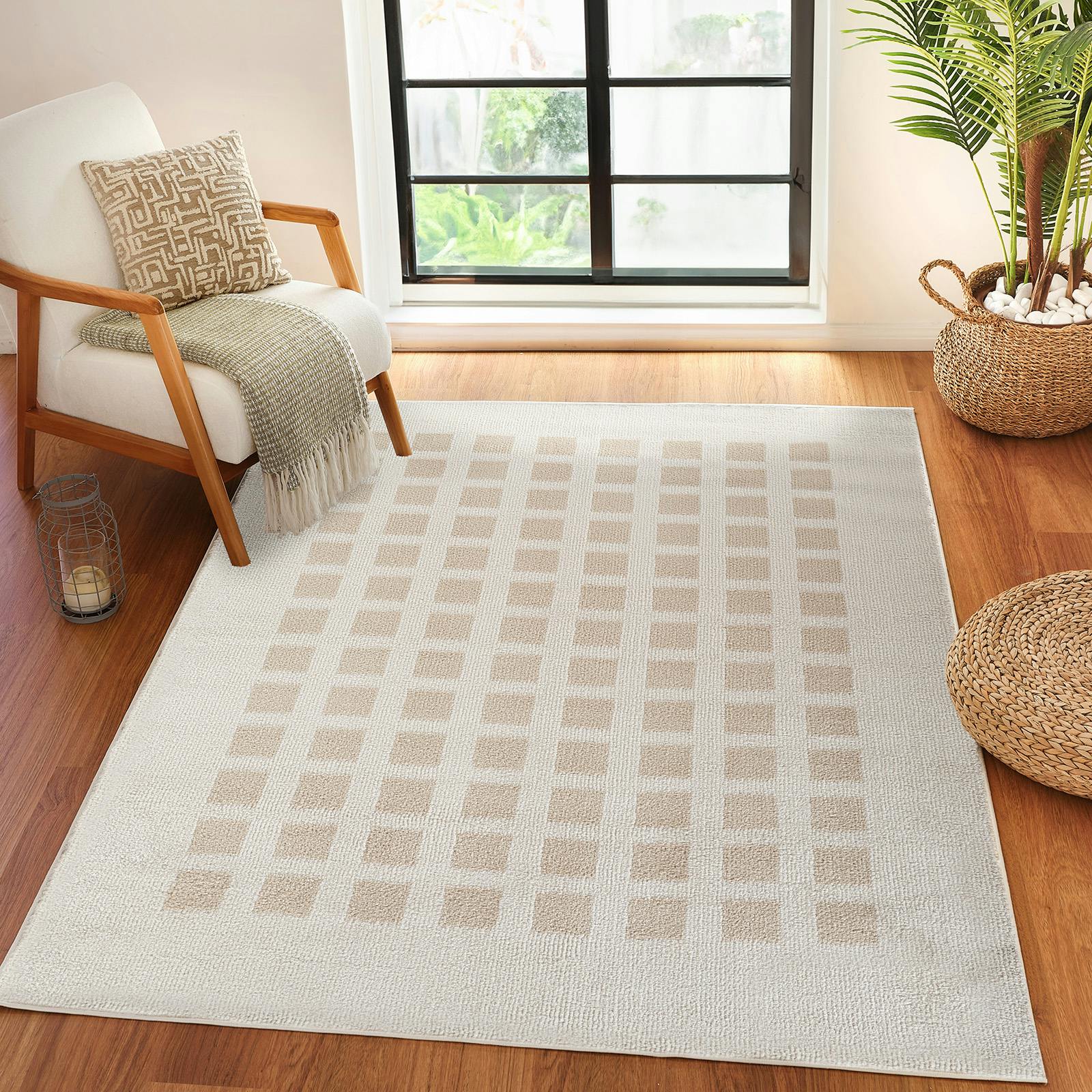 Livabliss Beige Fossay Shag-Washable Modern High Pile Rug - 160 X 213 Cm