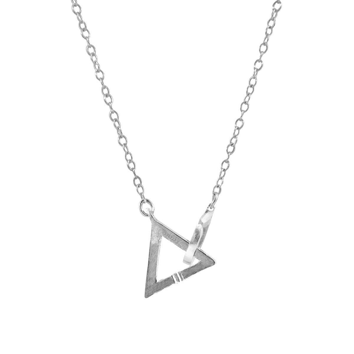 Anchor & Crew Silver Geometric Triangle Link Paradise Necklace Pendant - M - 45Cm (Most Popular)