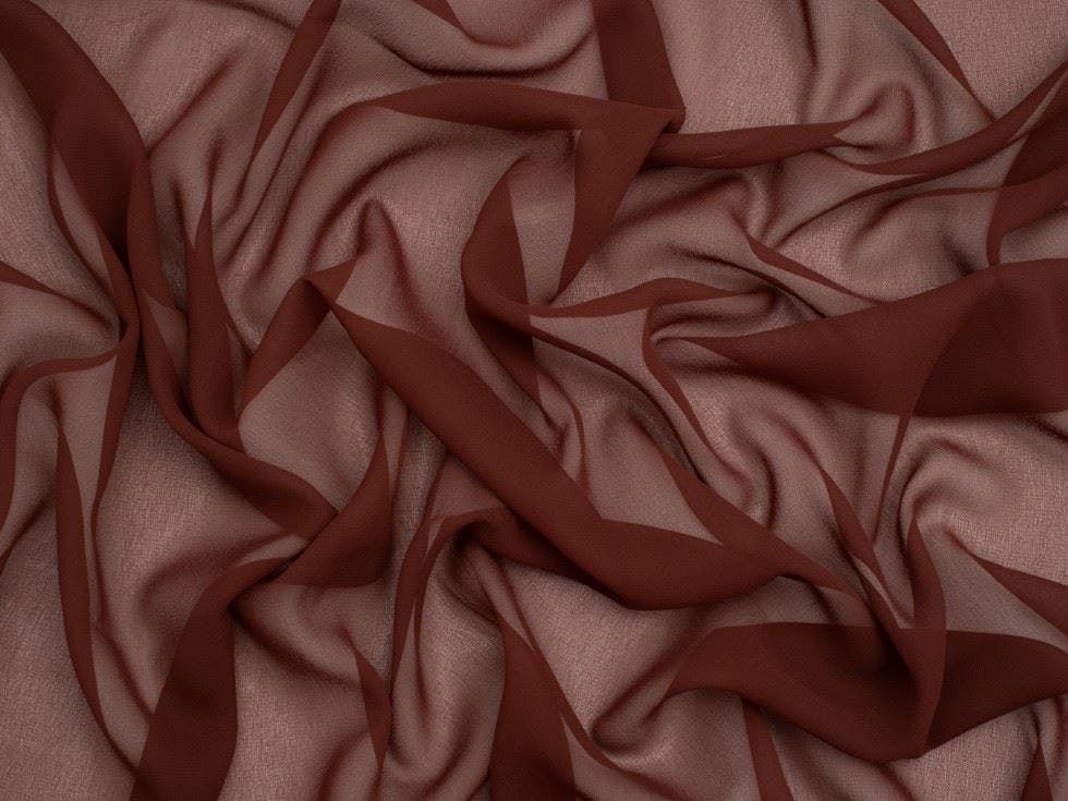 Minerva Light/Brown Core Range Sheer Chiffon Fabric - Plain Design Dressmaking Fabric, 110 Cm / 44" Wide - Per Metre