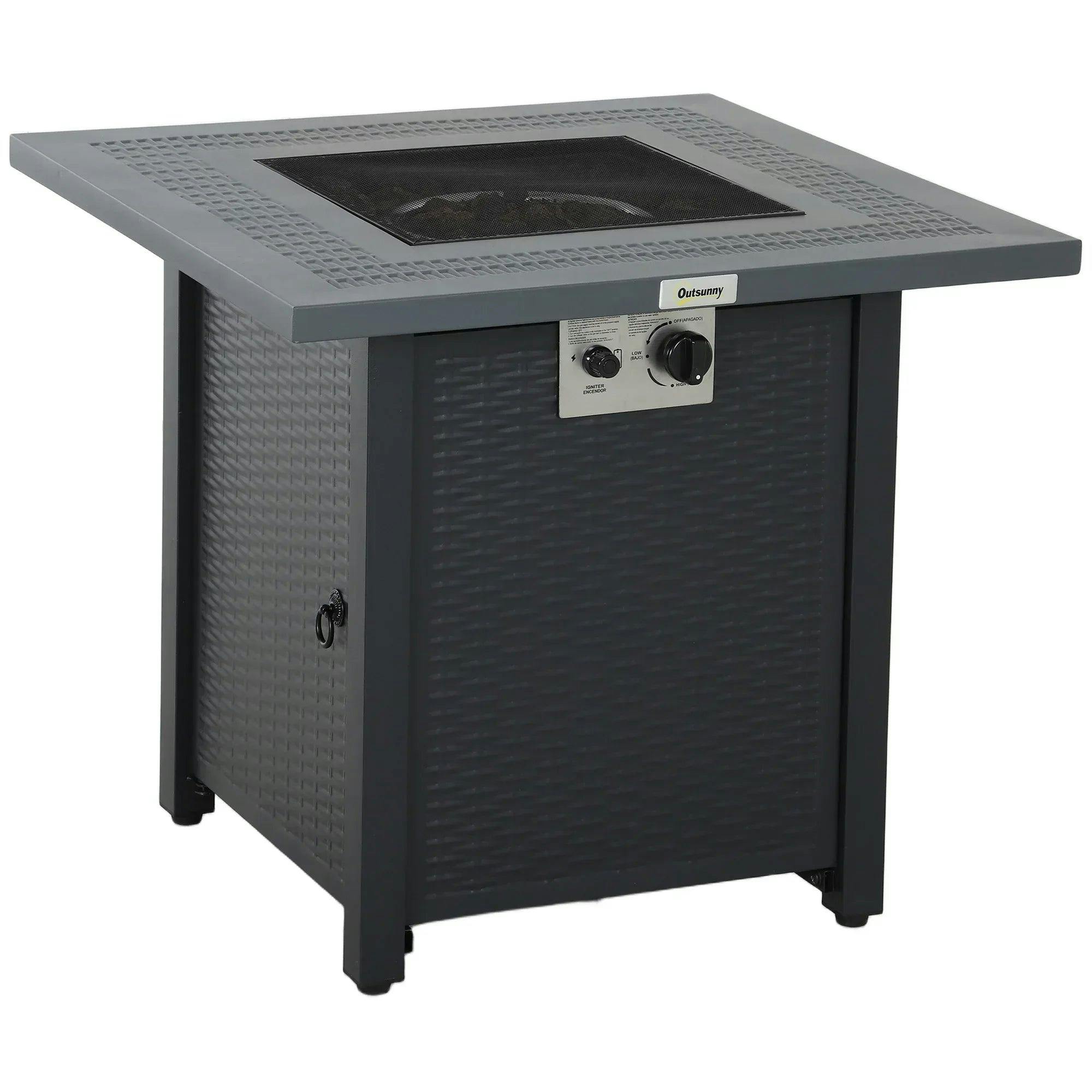 Bobobiy Black/Dark/Grey 71 X 71Cm 40000 Btu Gas Firepit Table