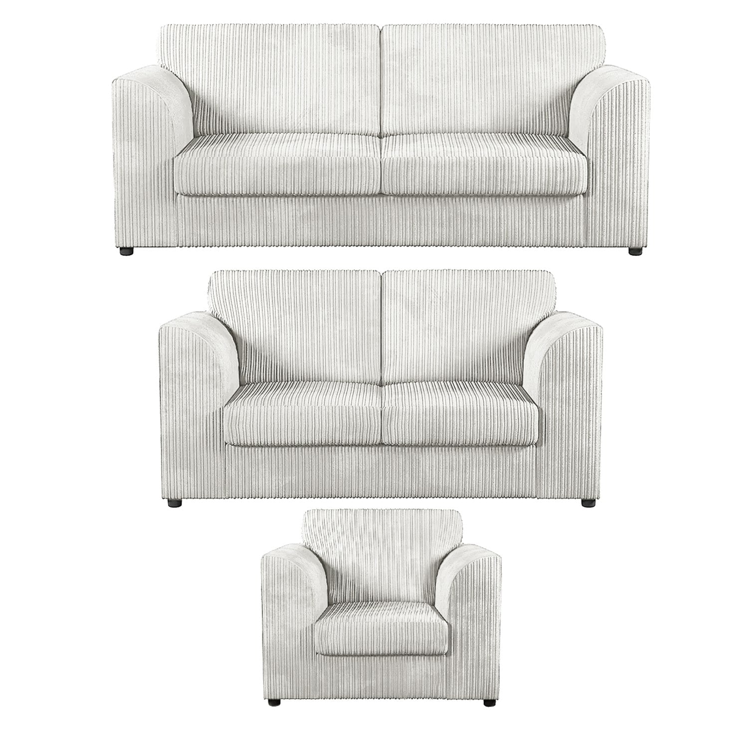 Furnishings For Less Silver Luxor Full Jumbo Cord 3 Piece Suite - Full Back