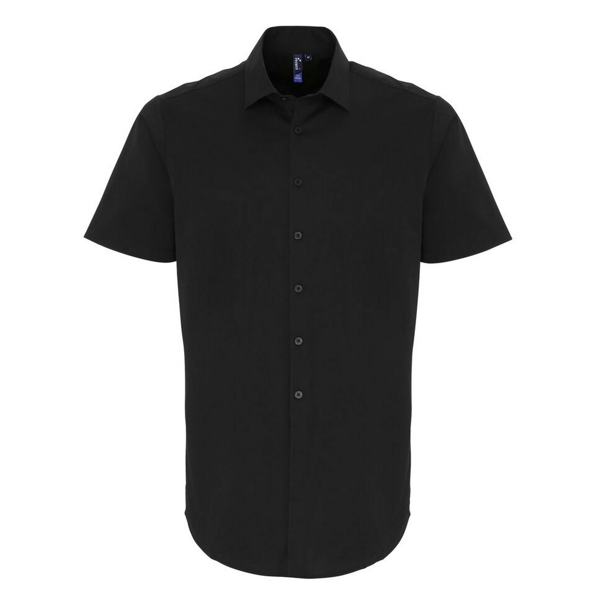 Premier (2Xl, Black) Mens Stretch Fit Poplin Short Sleeve Shirt - Image 3