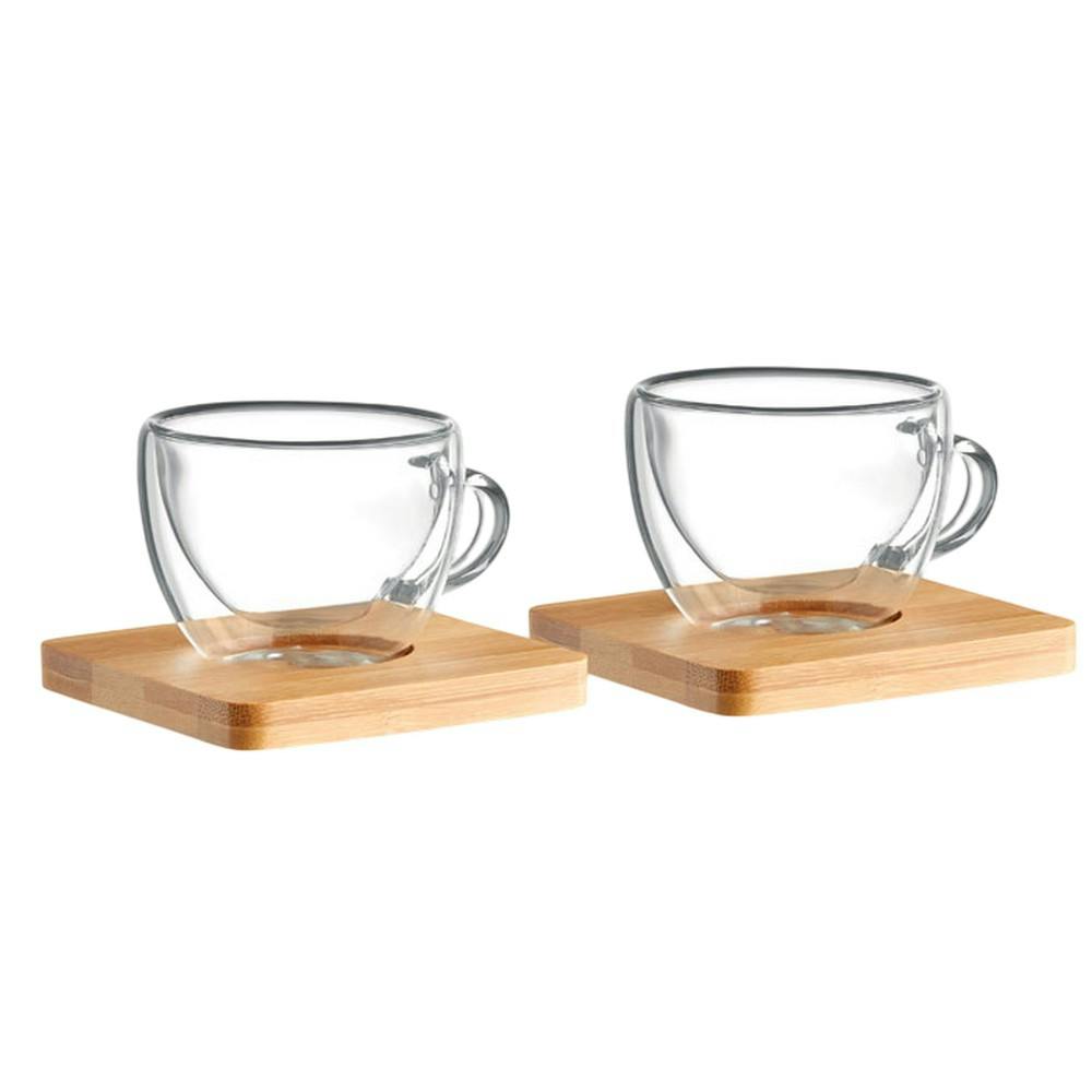 Midocean Belize Double-Walled Espresso Cup & Saucer Set - Transparent - One Size - Transparent - 100% Mixed
