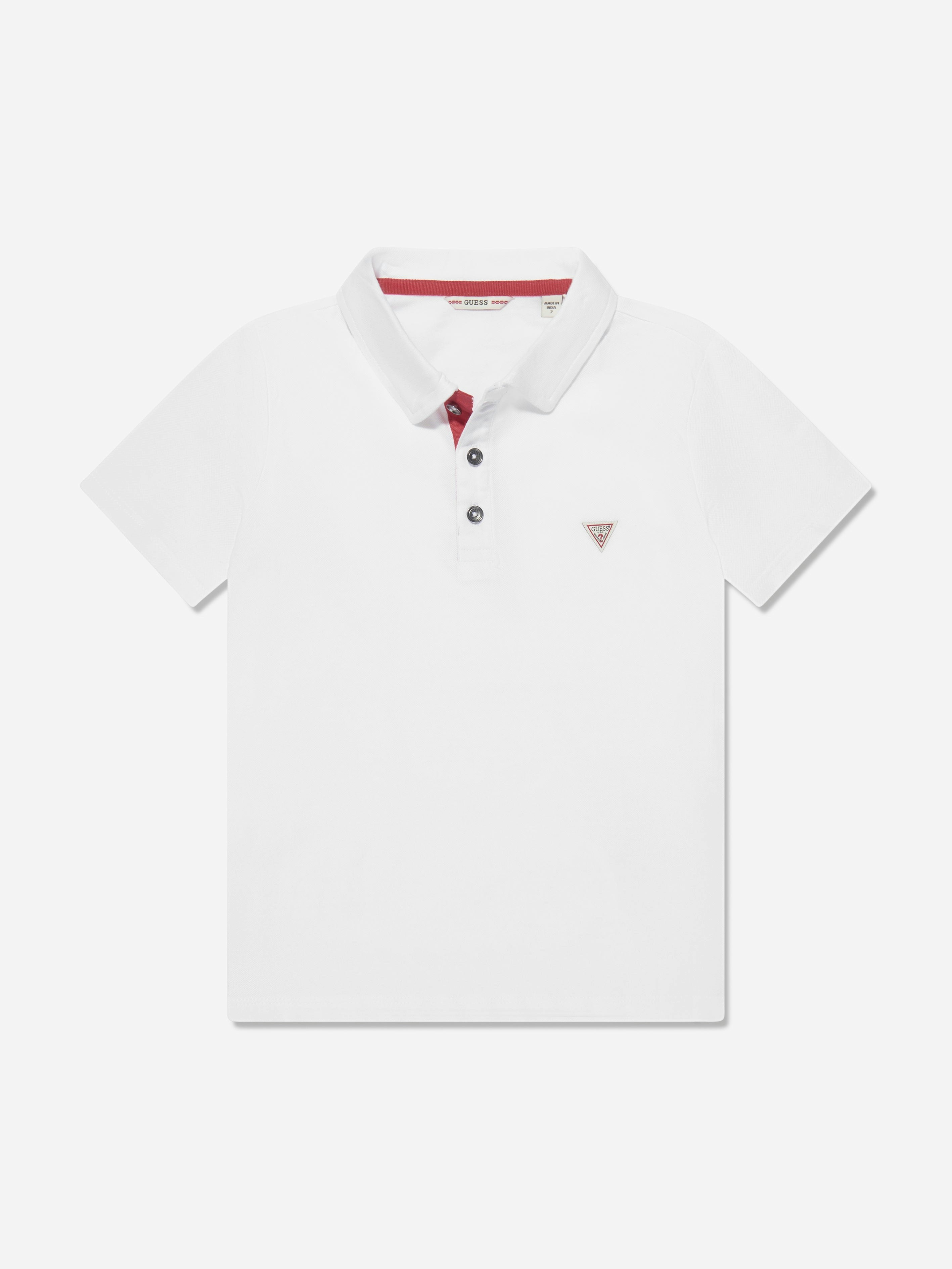 Guess Boys White Logo Polo Shirt In - 8 Yrs
