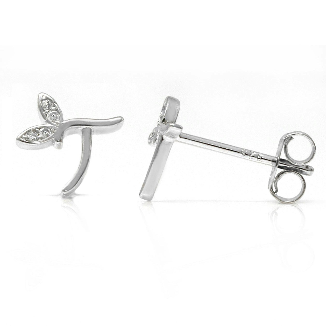 Say It With Silver Winged Initial Earrings - Sterling - T